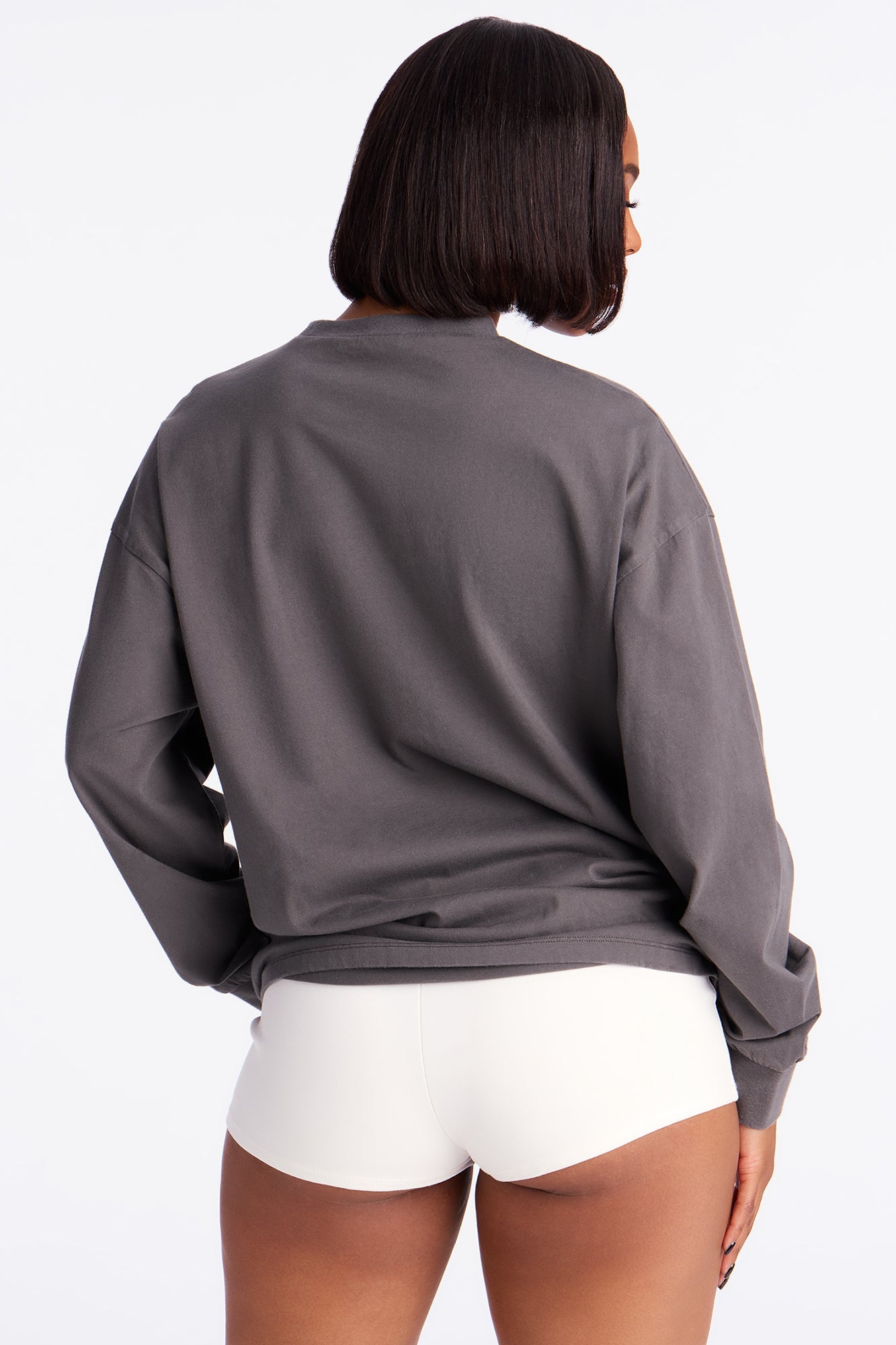 Glow Up Wings Butterfly Long Sleeve Tee - Black Wash