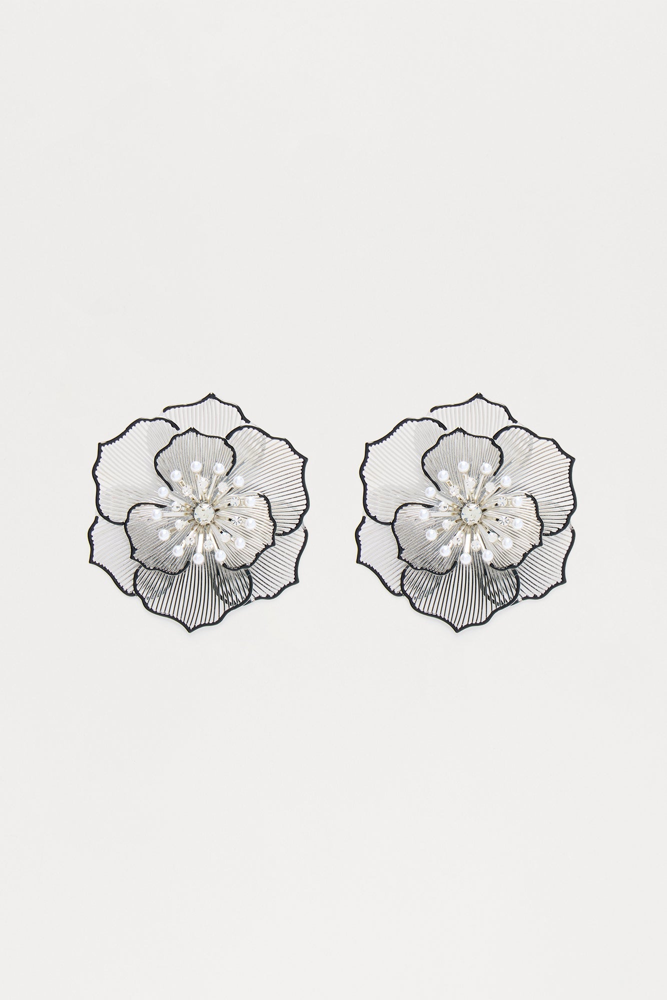 Frolic In Floral Drop Earrings - Silver/Black