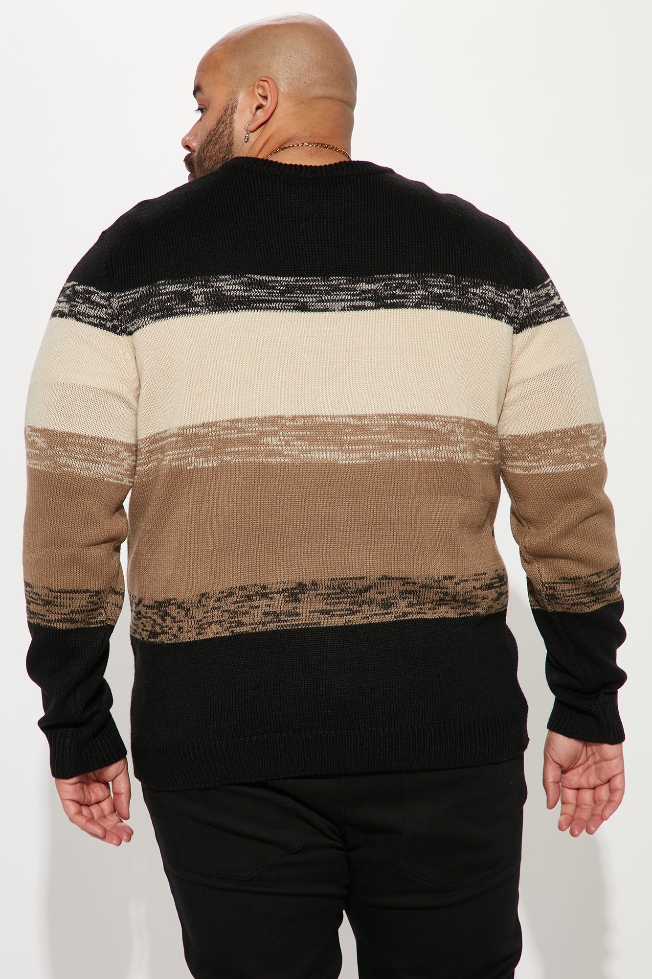 Colorblock Striped Sweater - Black/combo
