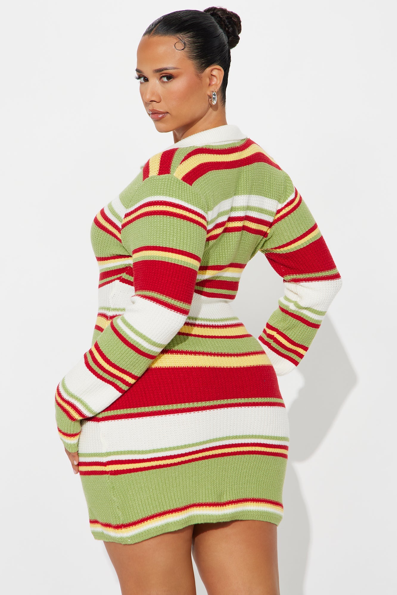 Feeling Good Striped Sweater Mini Dress - Multi Color