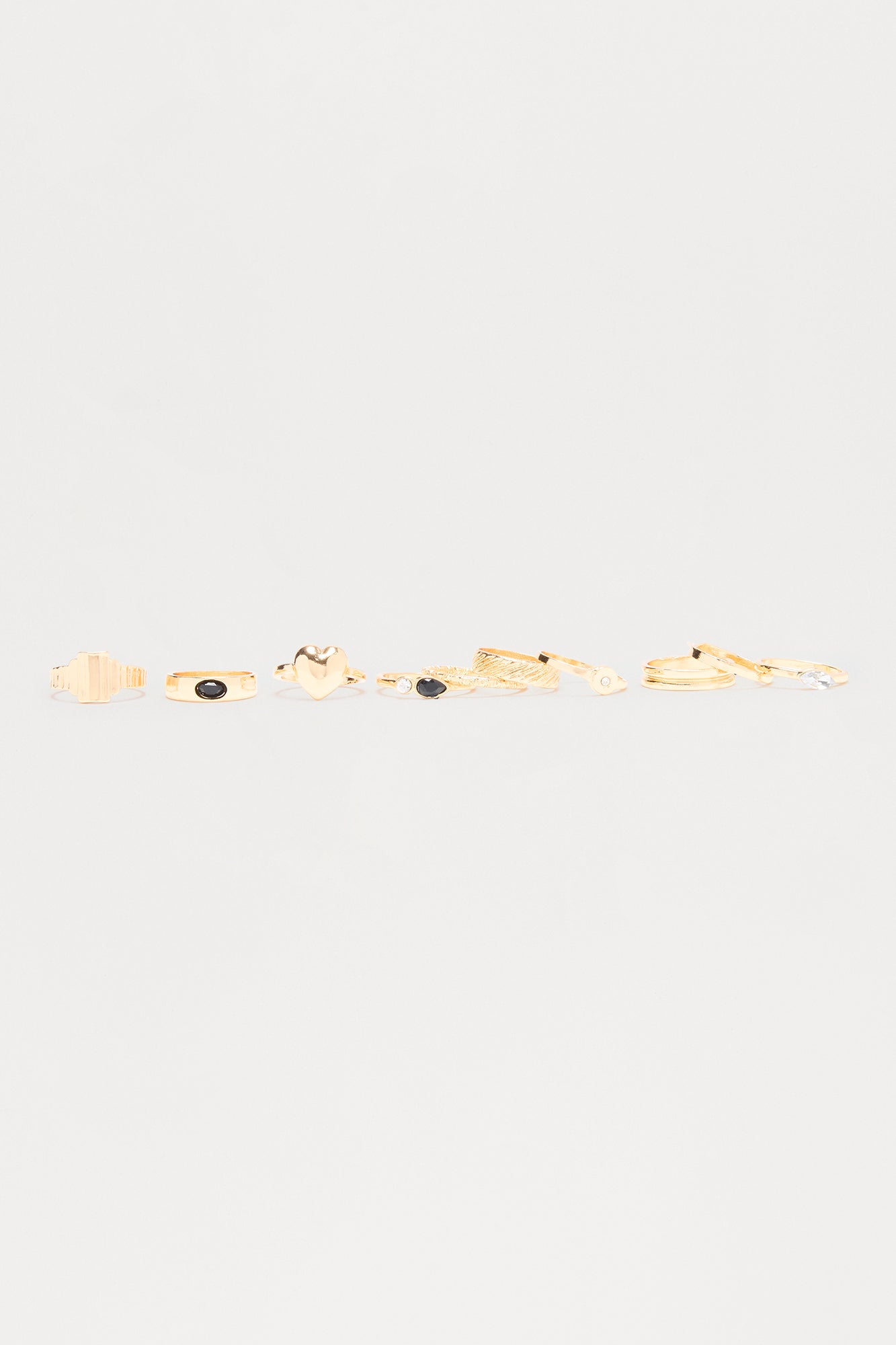 Lovers Treasure 10 Piece Multi Ring Set - Gold