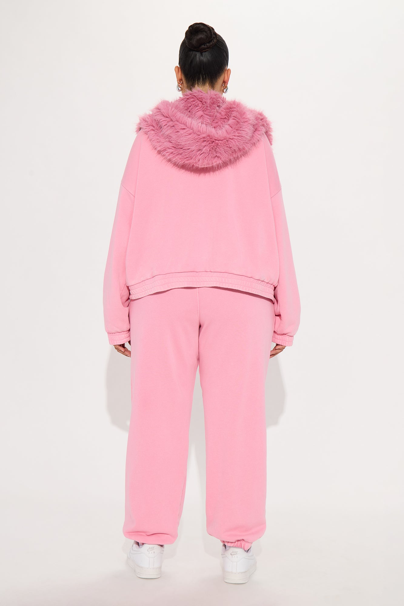 Melanie Fur Trim Pant Set - Pink