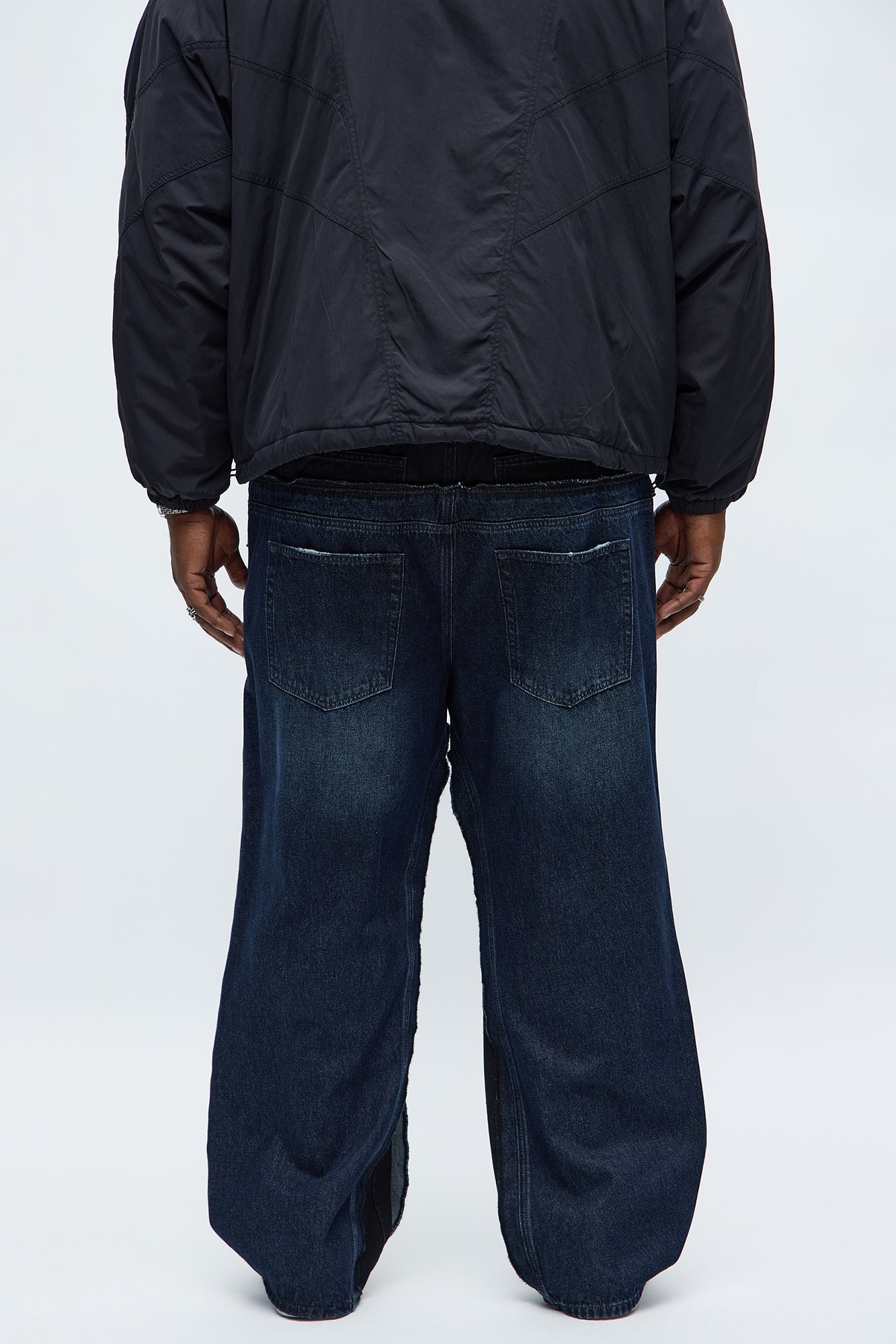 Baggy Double Waist Two Tone Jean - Indigo