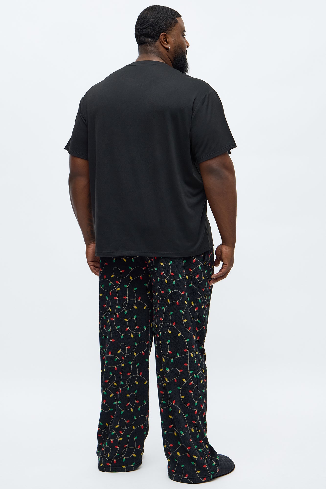 Wake Me Up On Christmas Short Sleeve Holiday Lounge Set - Black/combo
