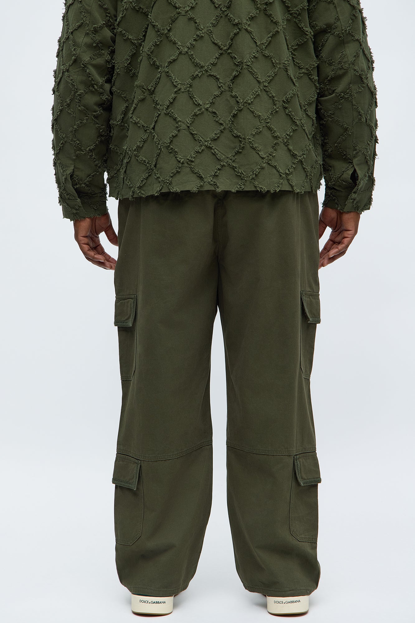 Baggy Chain Stitch Cargo Pant - Olive
