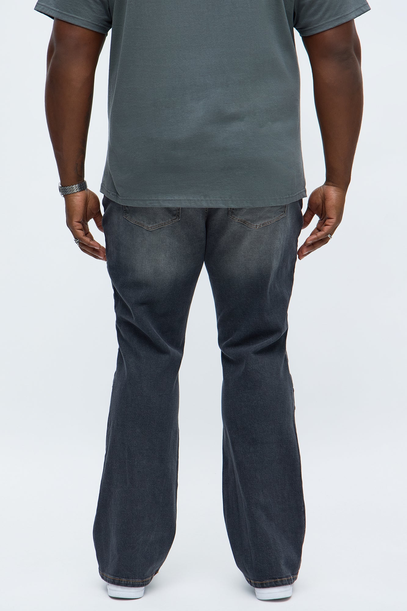 Stacked Skinny Flare Star Of The Show Studded Jean - Black Wash