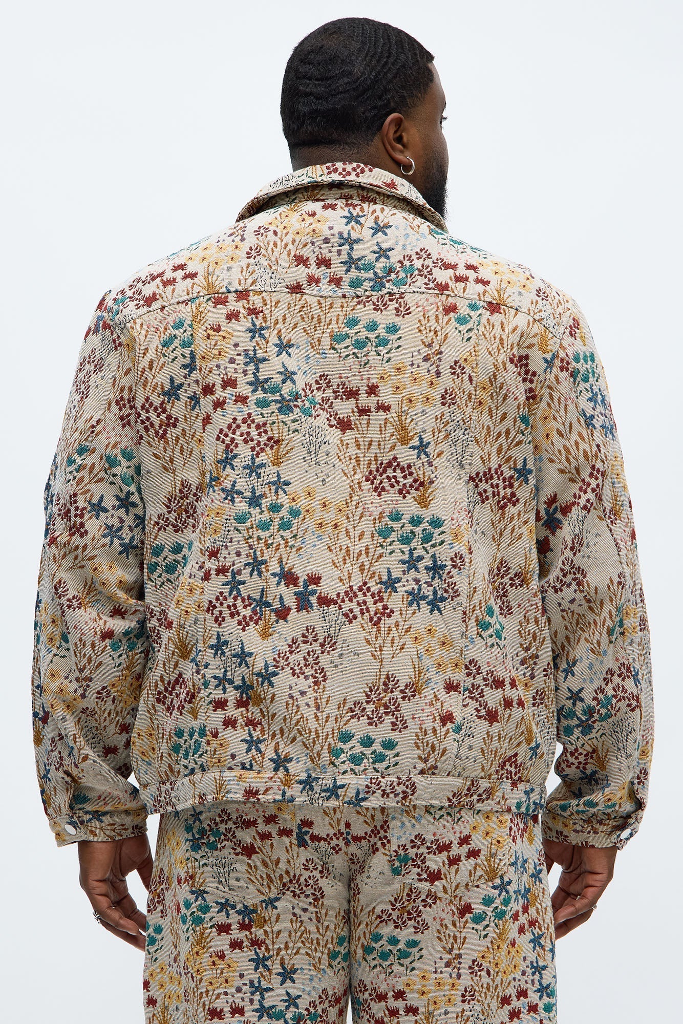 Garden Tapestry Trucker Jacket - Tan/Multi