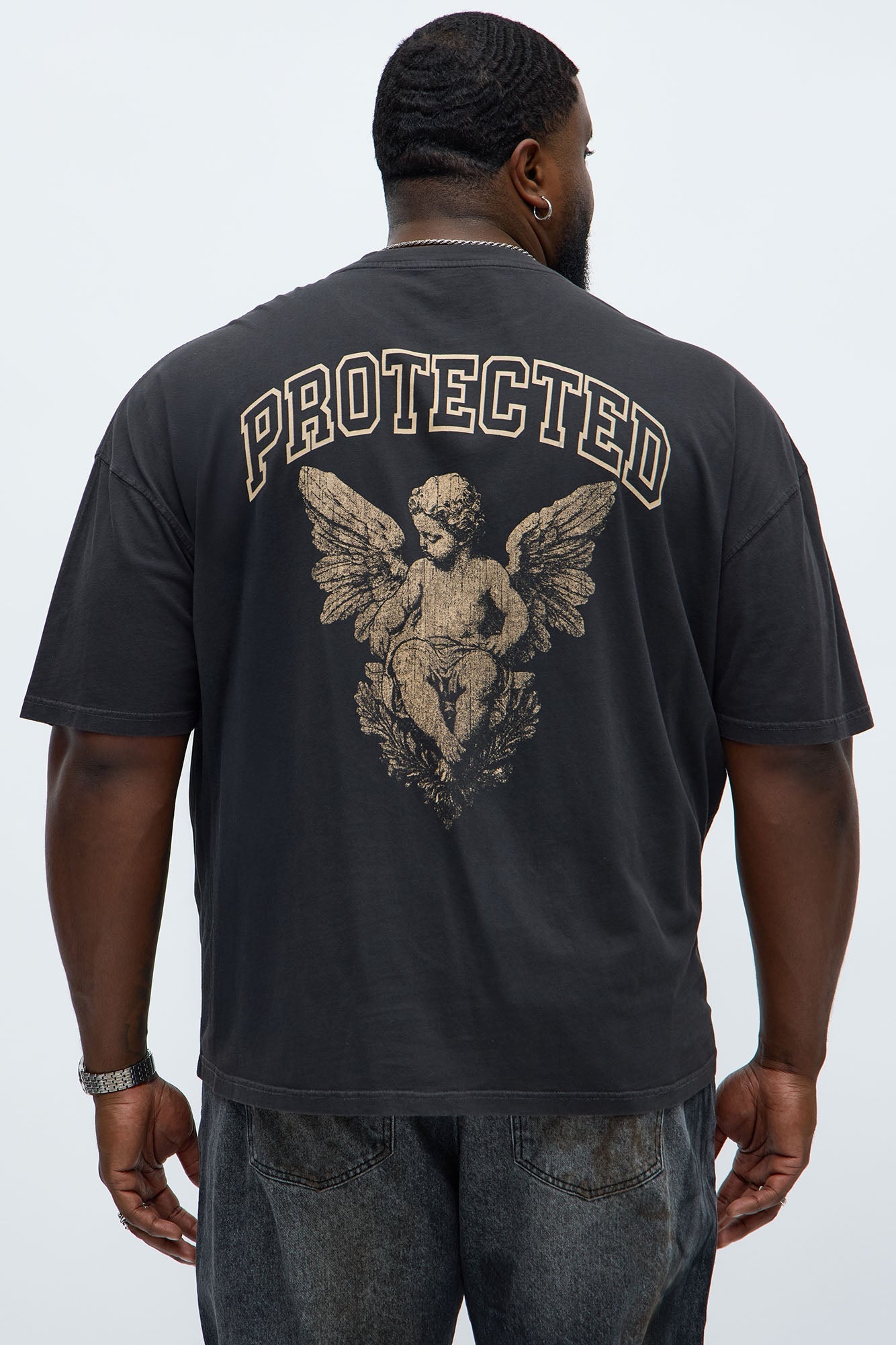 Divinely Protected Oversized Short Sleeve Tee - Black Wash