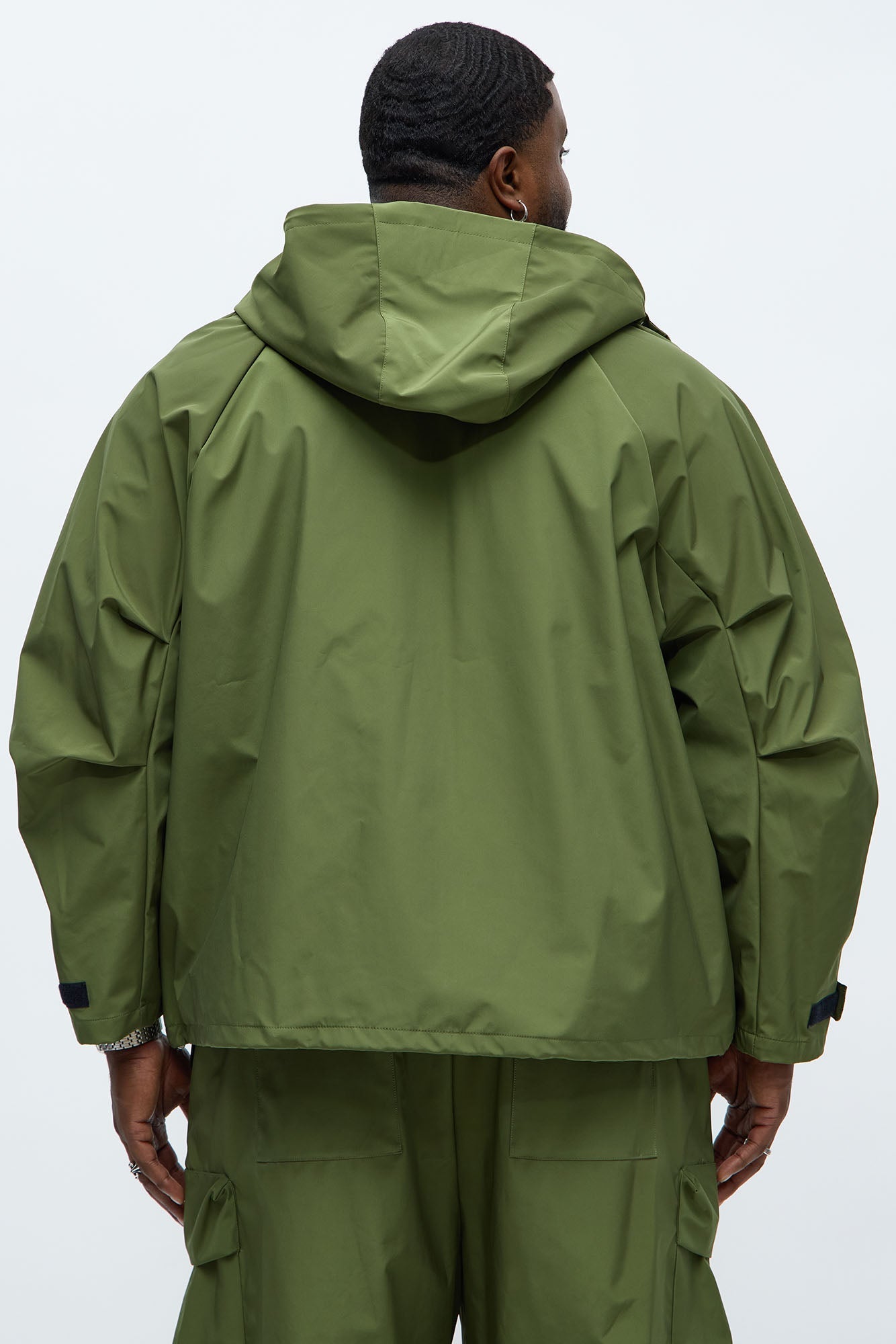 Relaxed Peak Hooded Tech Zip Jacket - Olive