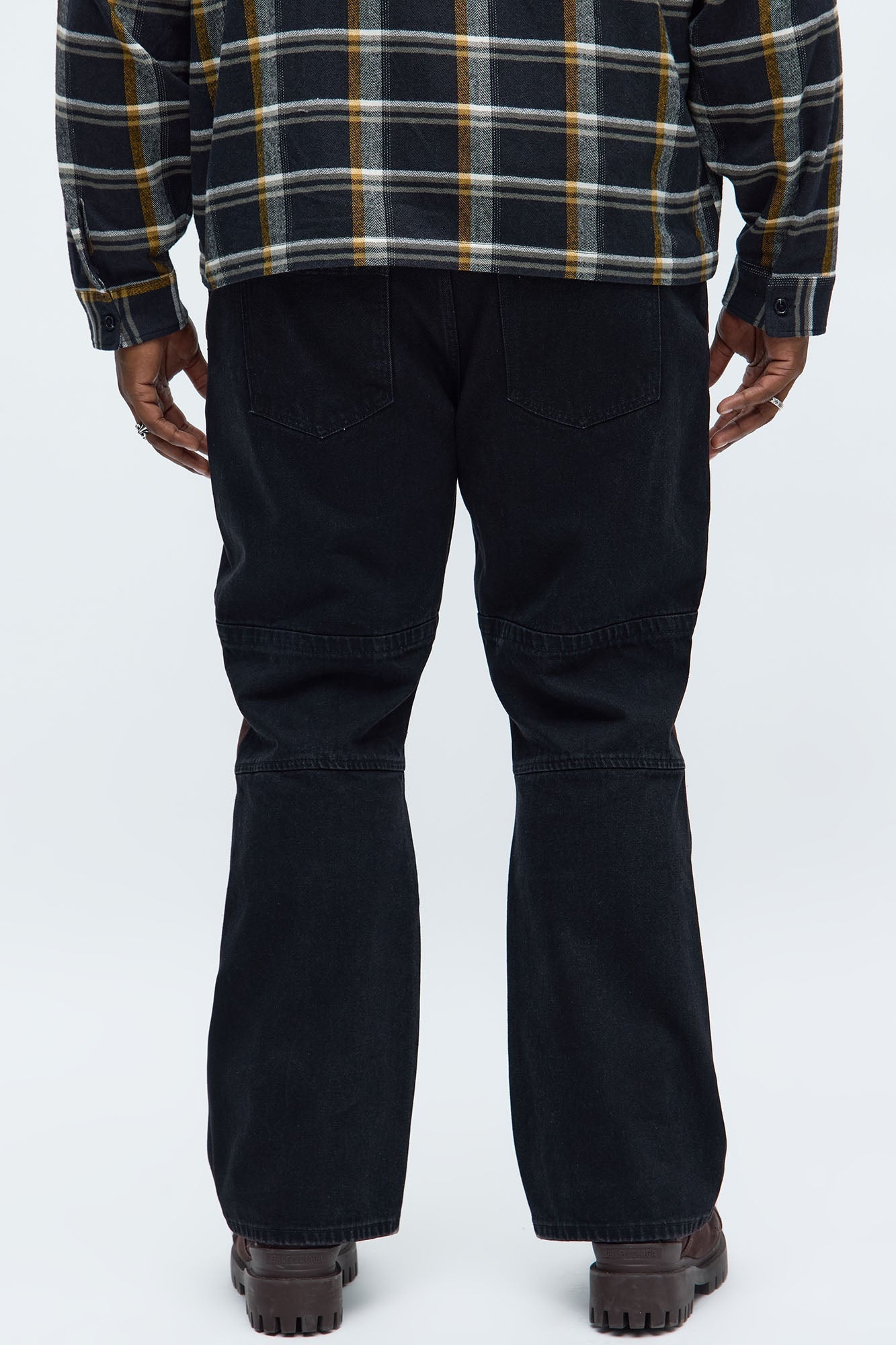 Bootcut Faux Leather Knee Panel Jean - Black