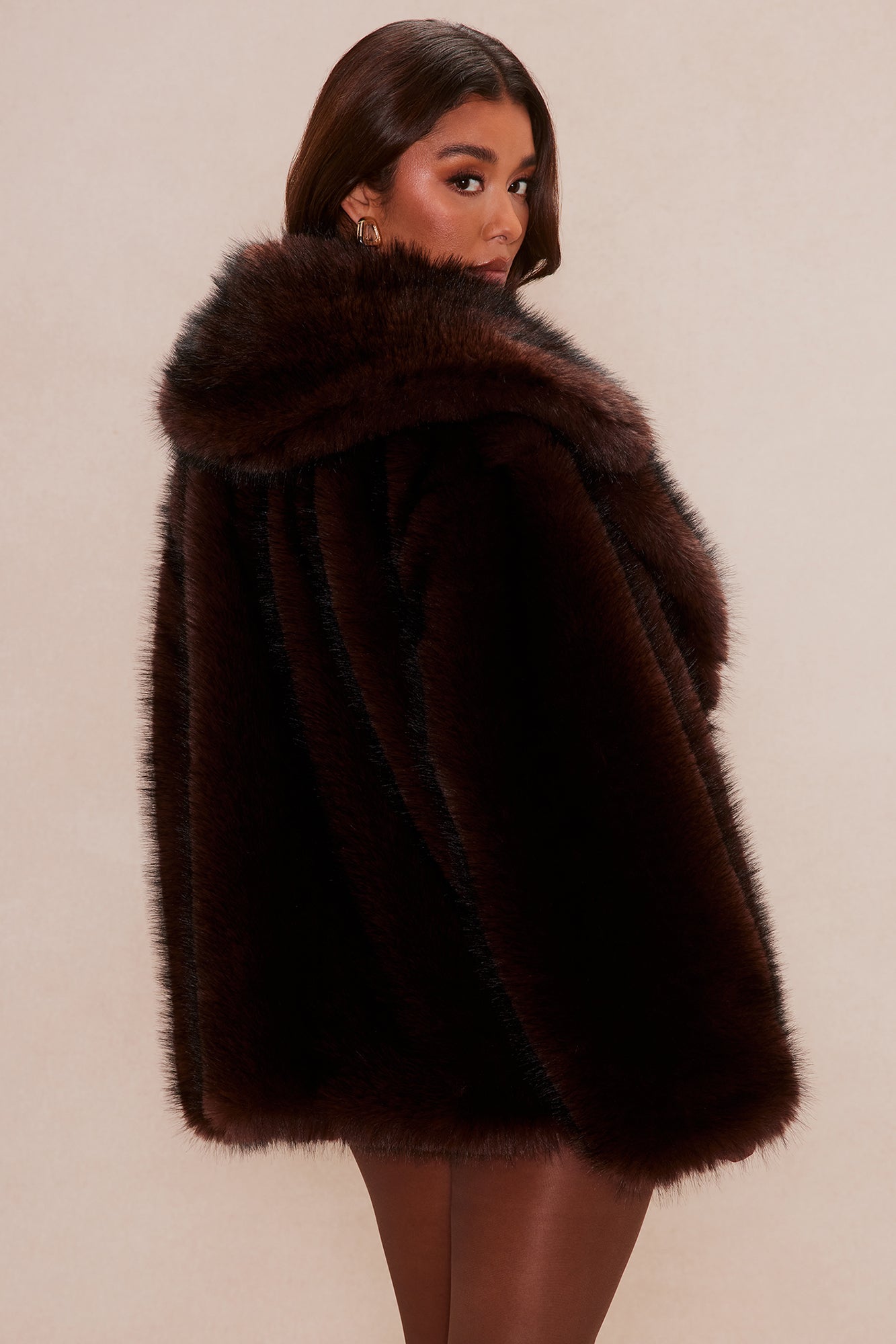 Ivy Faux Fur Jacket - Chocolate