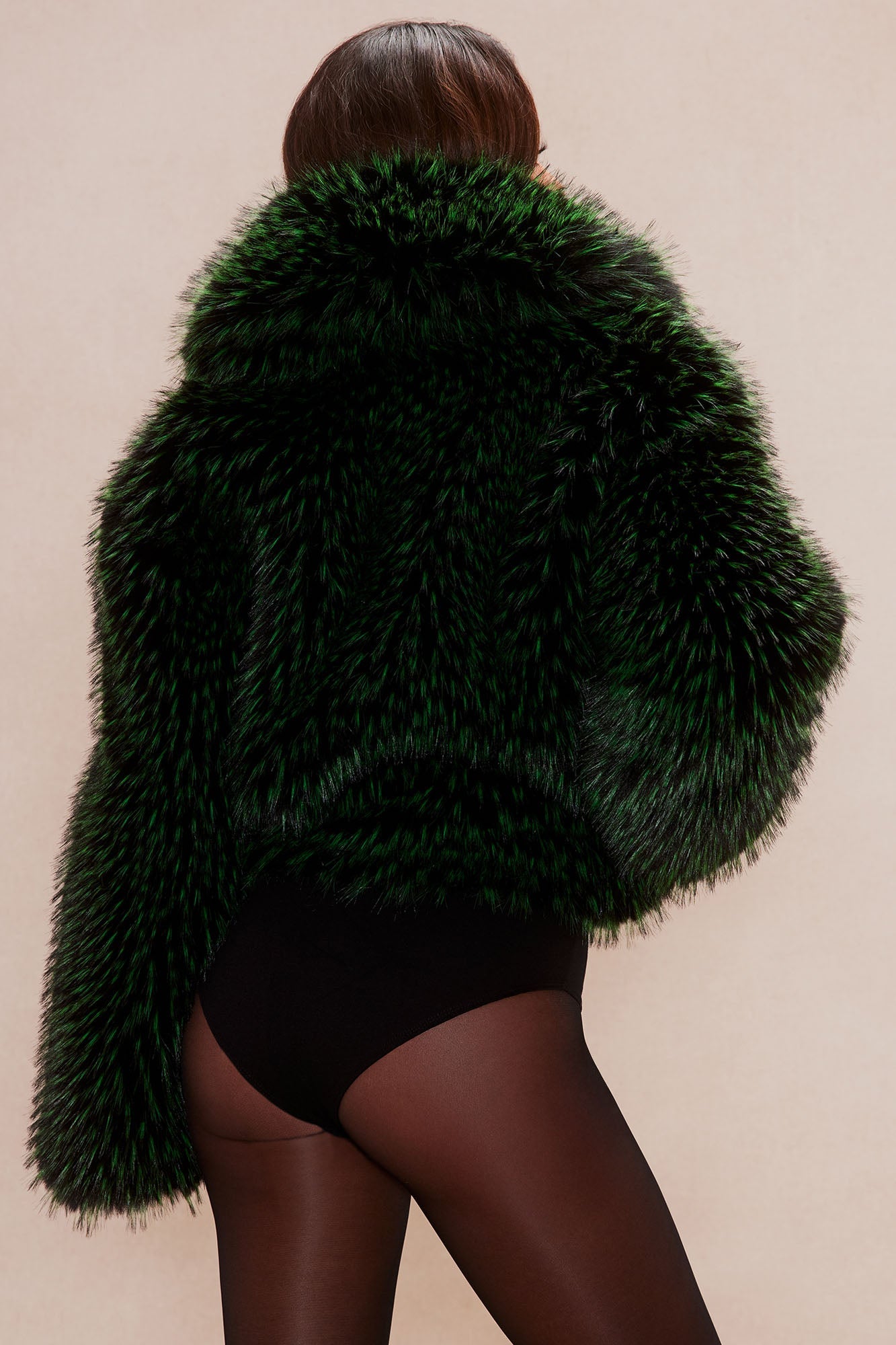 Rebel Spirit Faux Fur Jacket - Black/Green