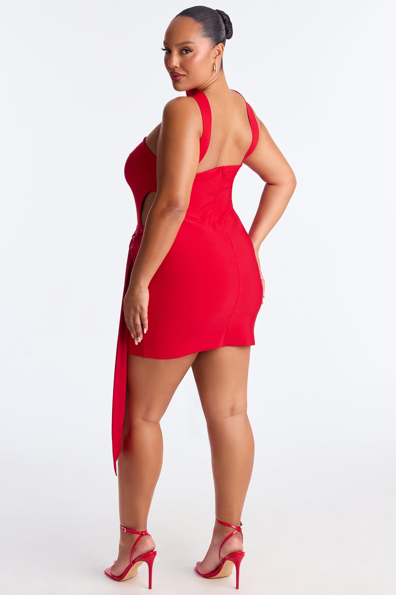 I Am The Gift Bow Bandage Micro Mini Dress - Red