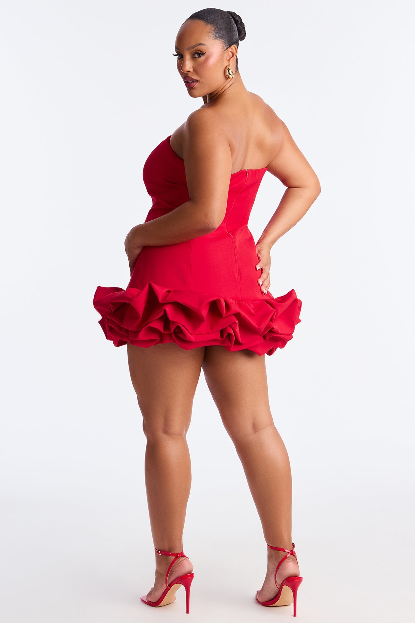 Cierra Strapless Bubble Mini Dress - Red