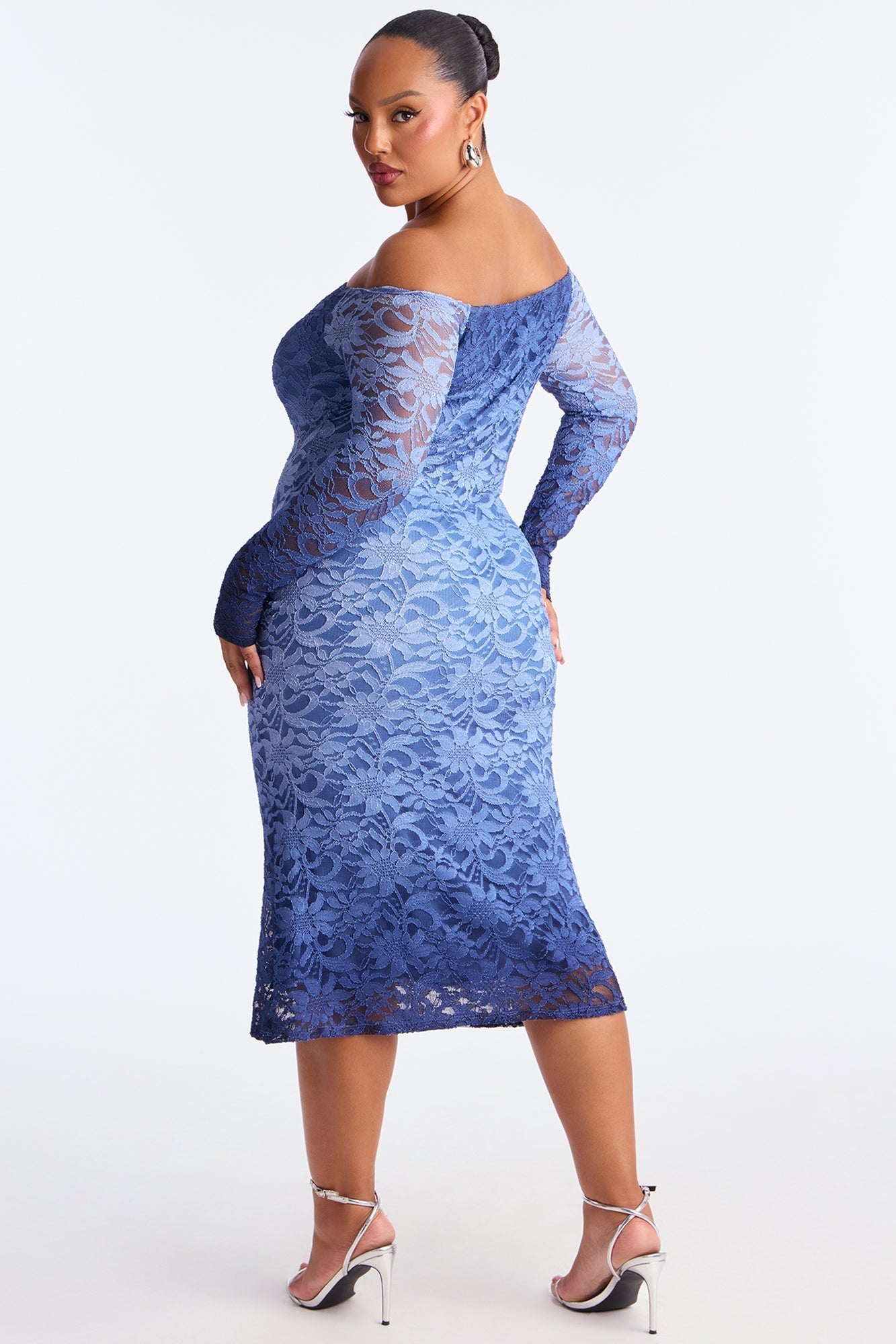 Lorelei Ombre Lace Midi Dress - Blue