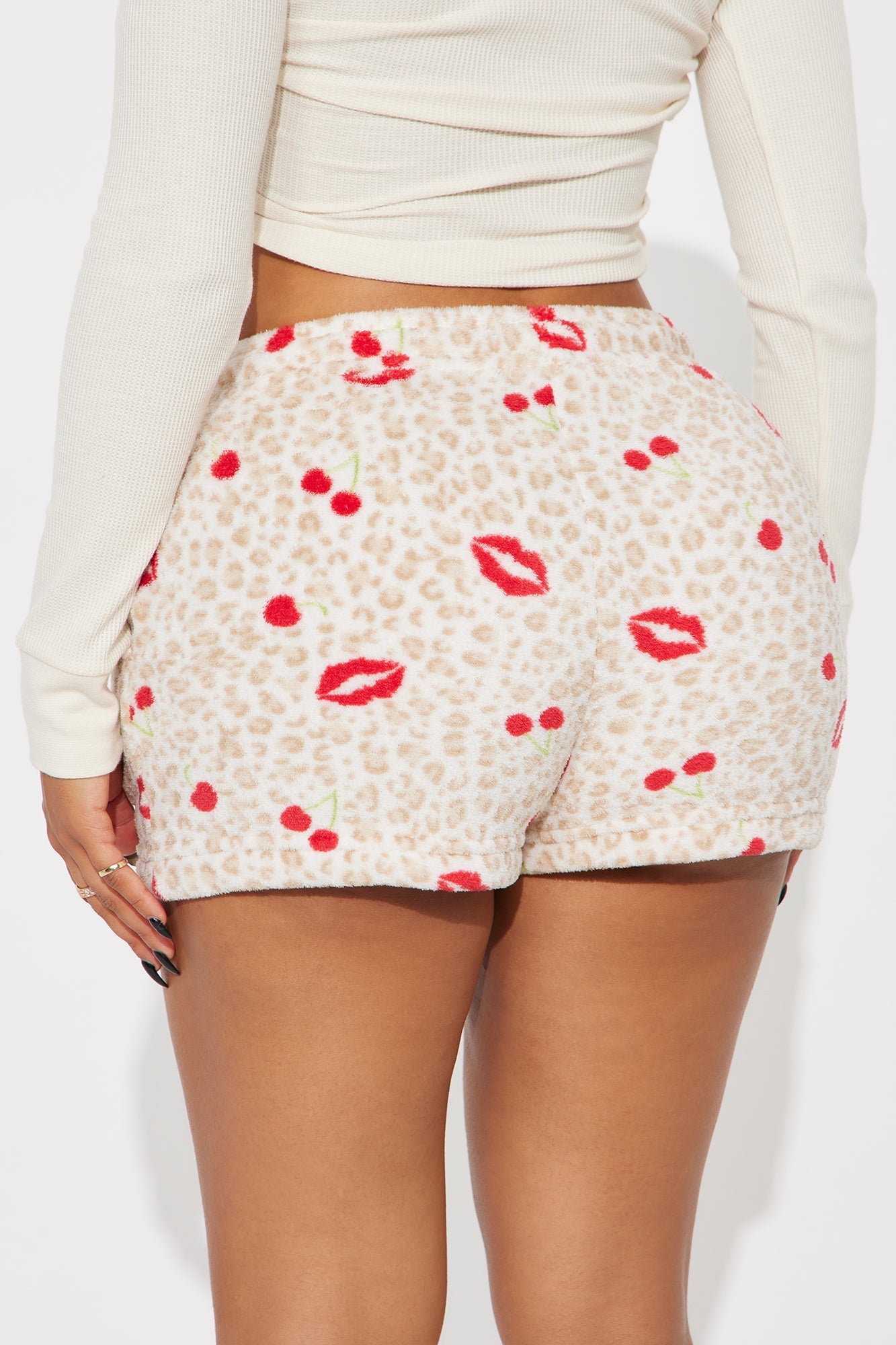 Wild Kisses Plush PJ Shorts - White/combo
