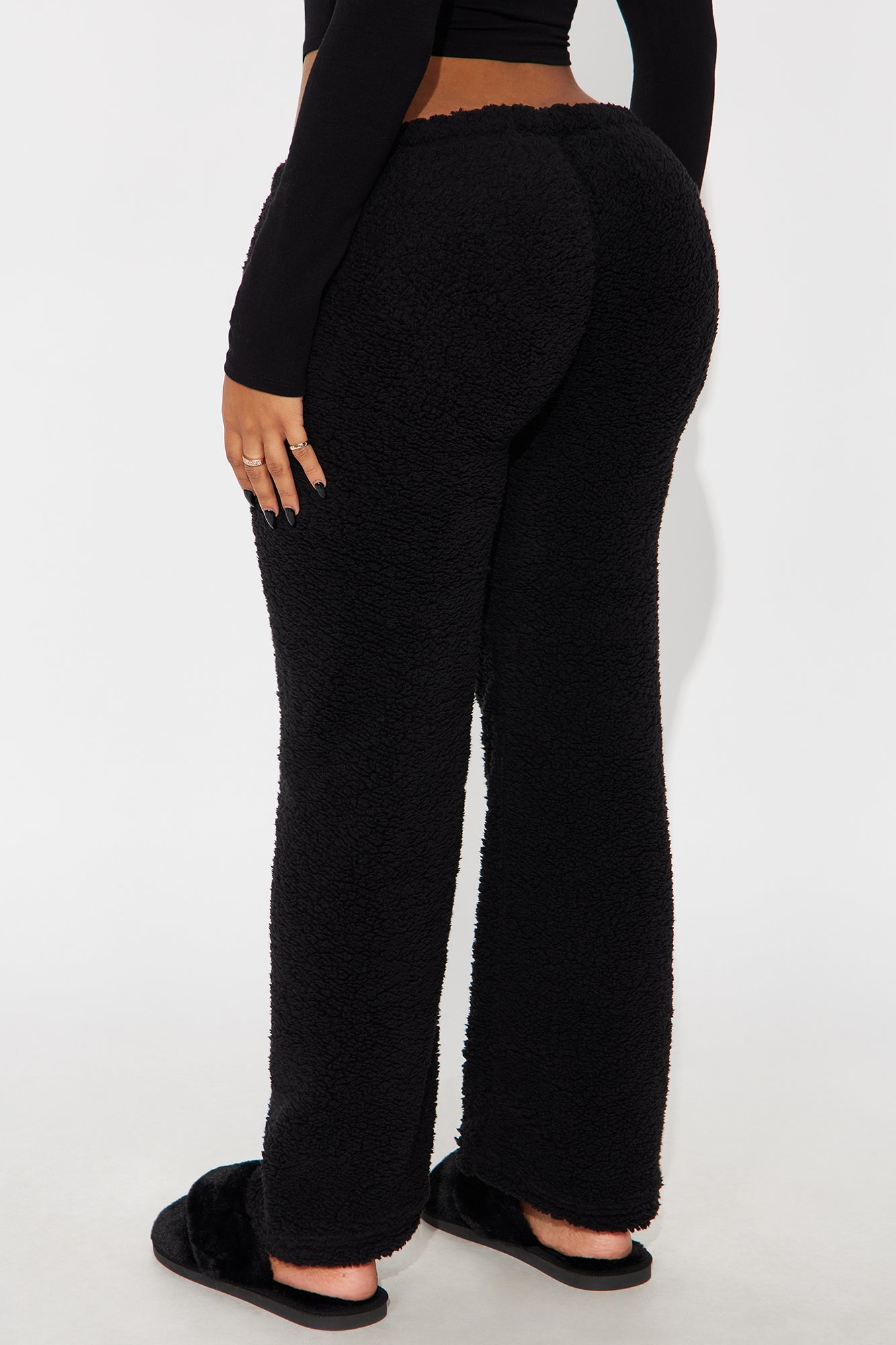 Dear Santa I Tried Embroidered Sherpa PJ Pants - Black