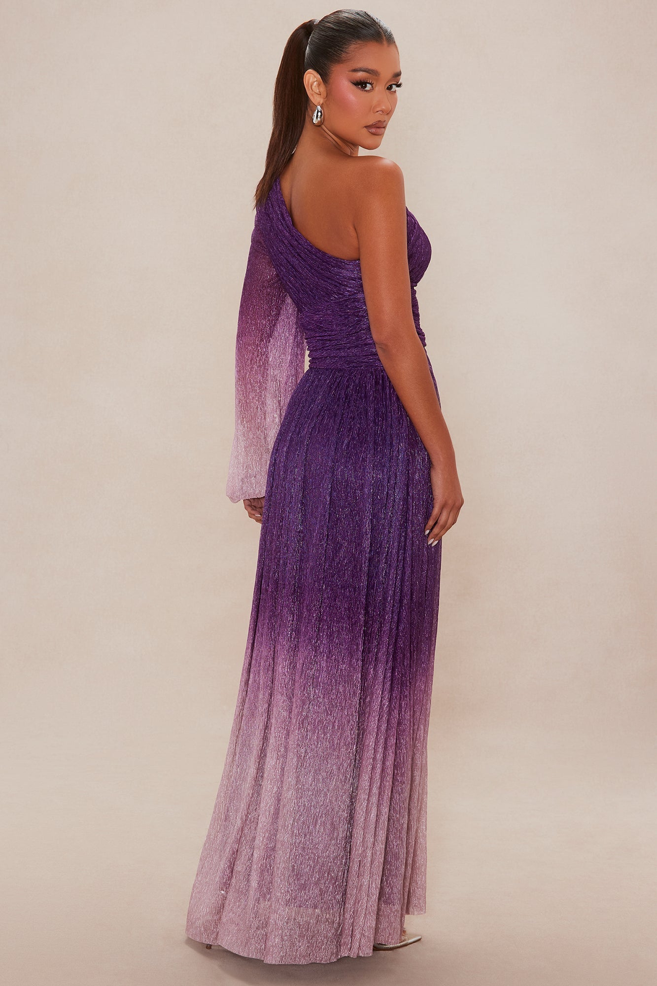 Glitter Dilemma Ombre Gown - Plum