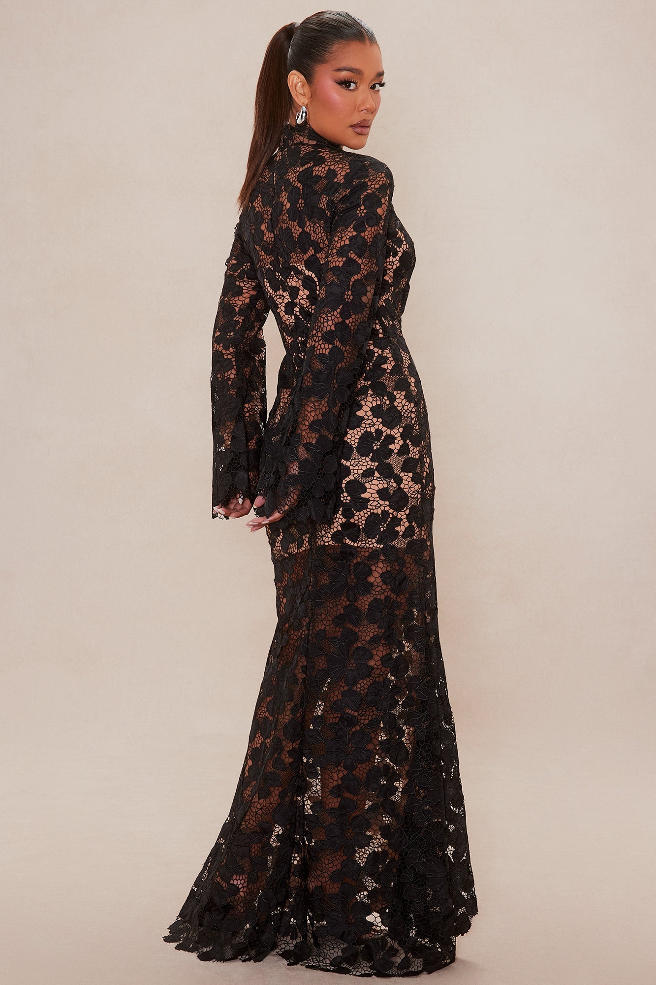 Elsie Sheer Maxi Dress - Black