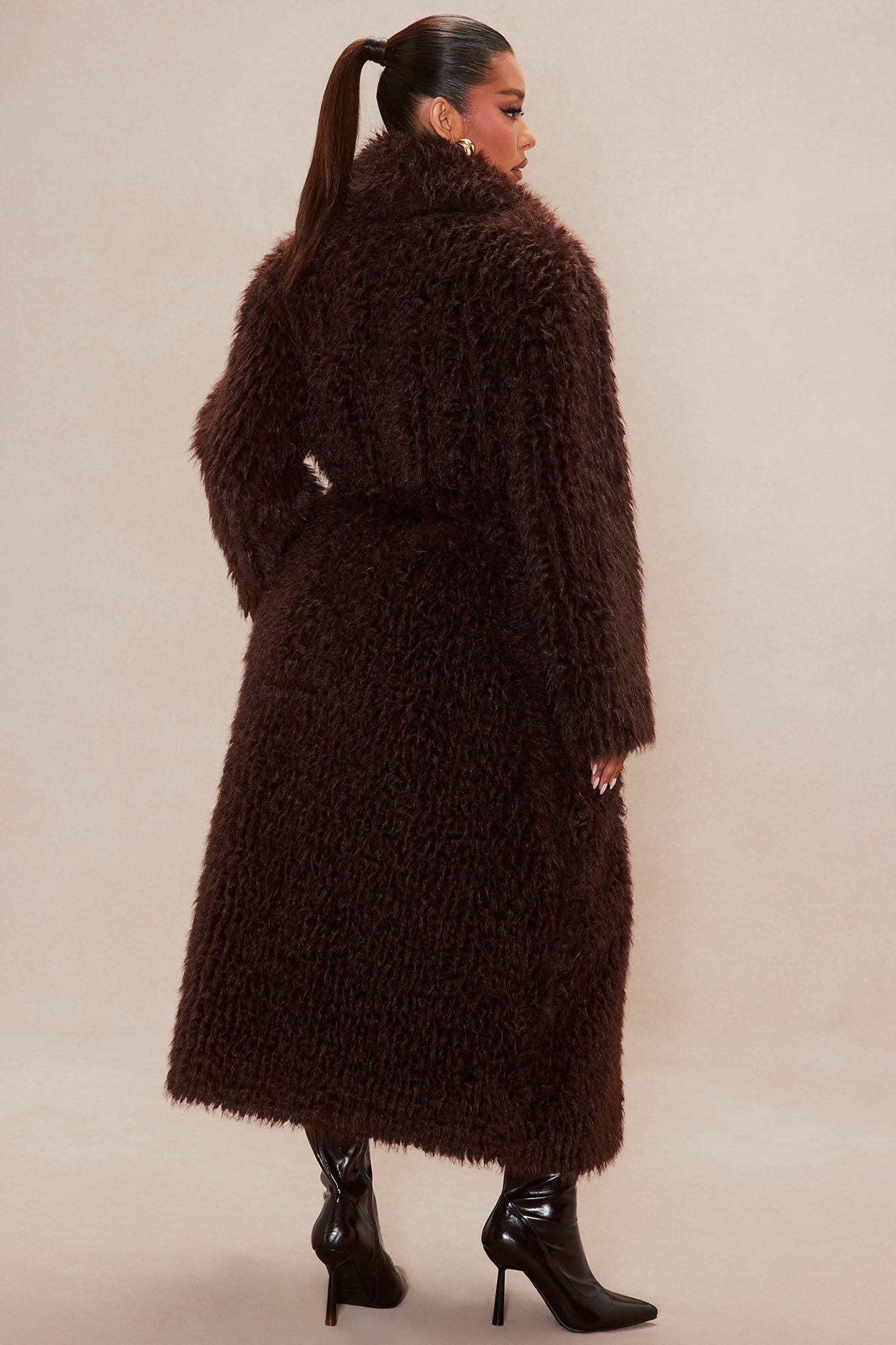 Catherine Faux Fur Coat - Brown