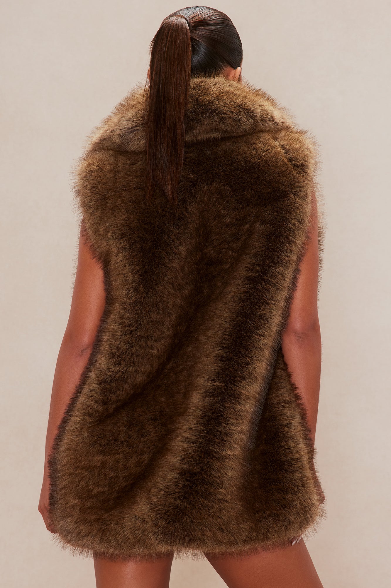 Zaria Faux Fur Vest - Brown