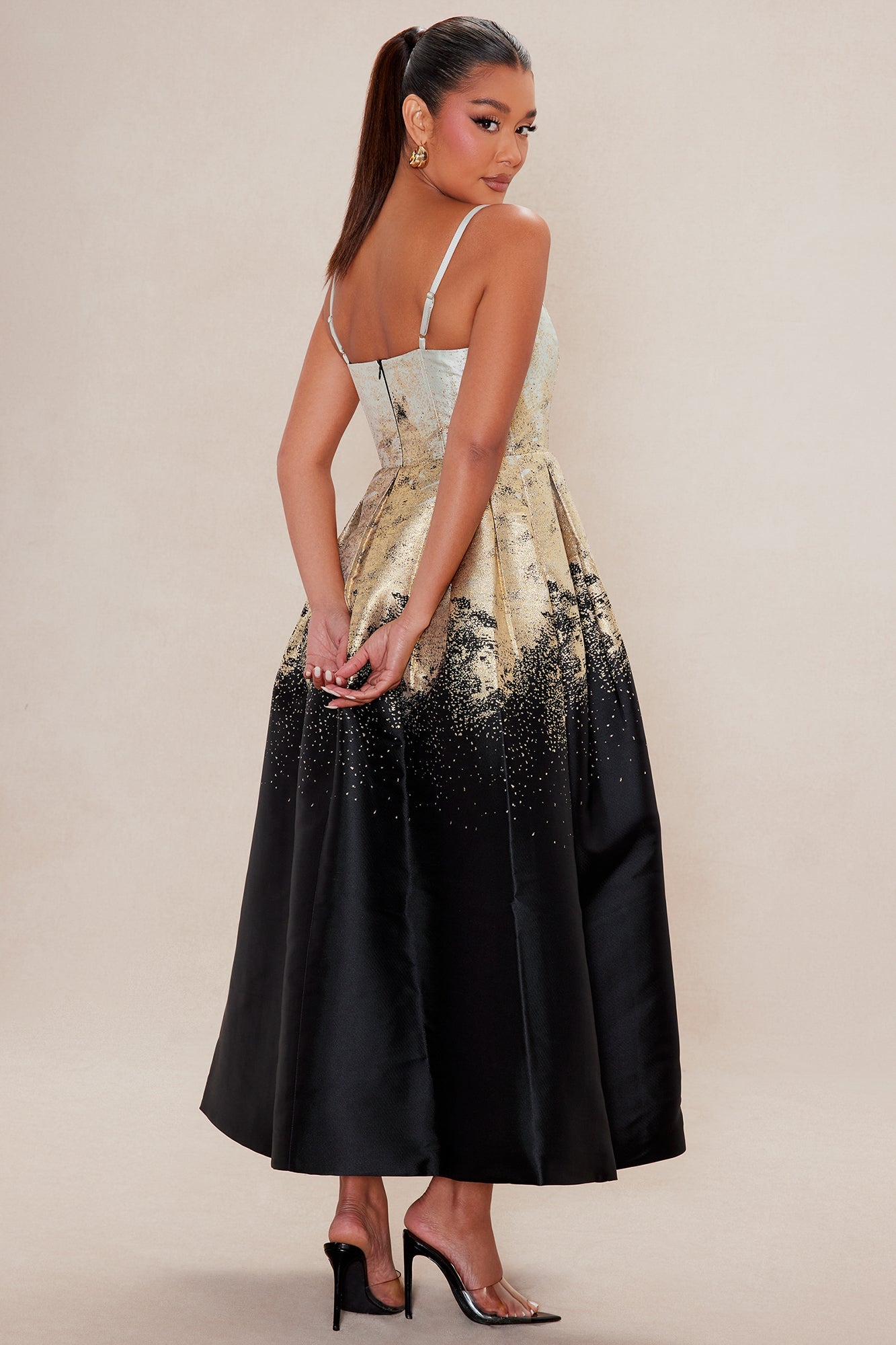 Esparza Metallic Midi Dress - Gold/combo