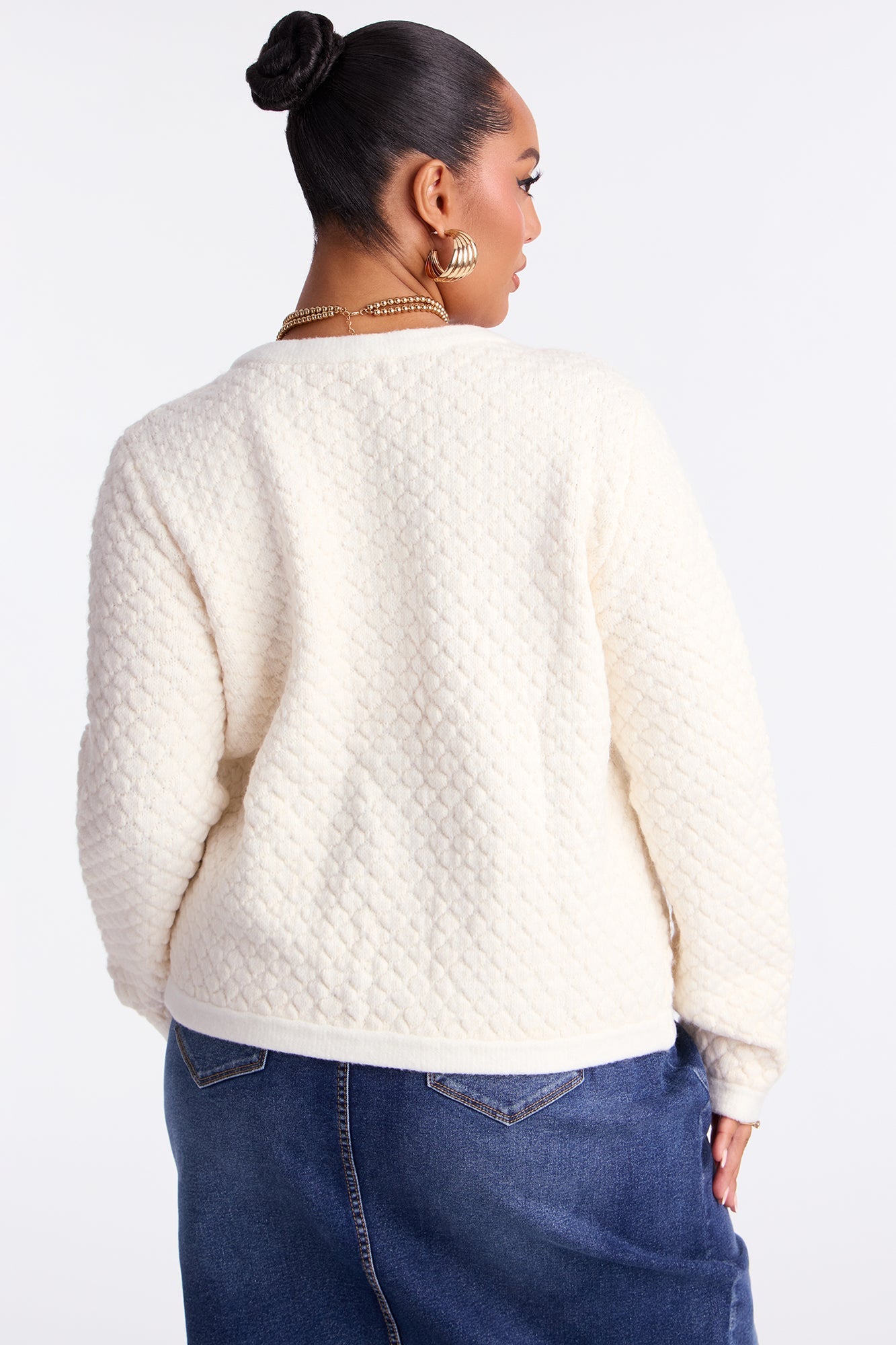 Star Of The Show Bouclé Cardigan - Ivory