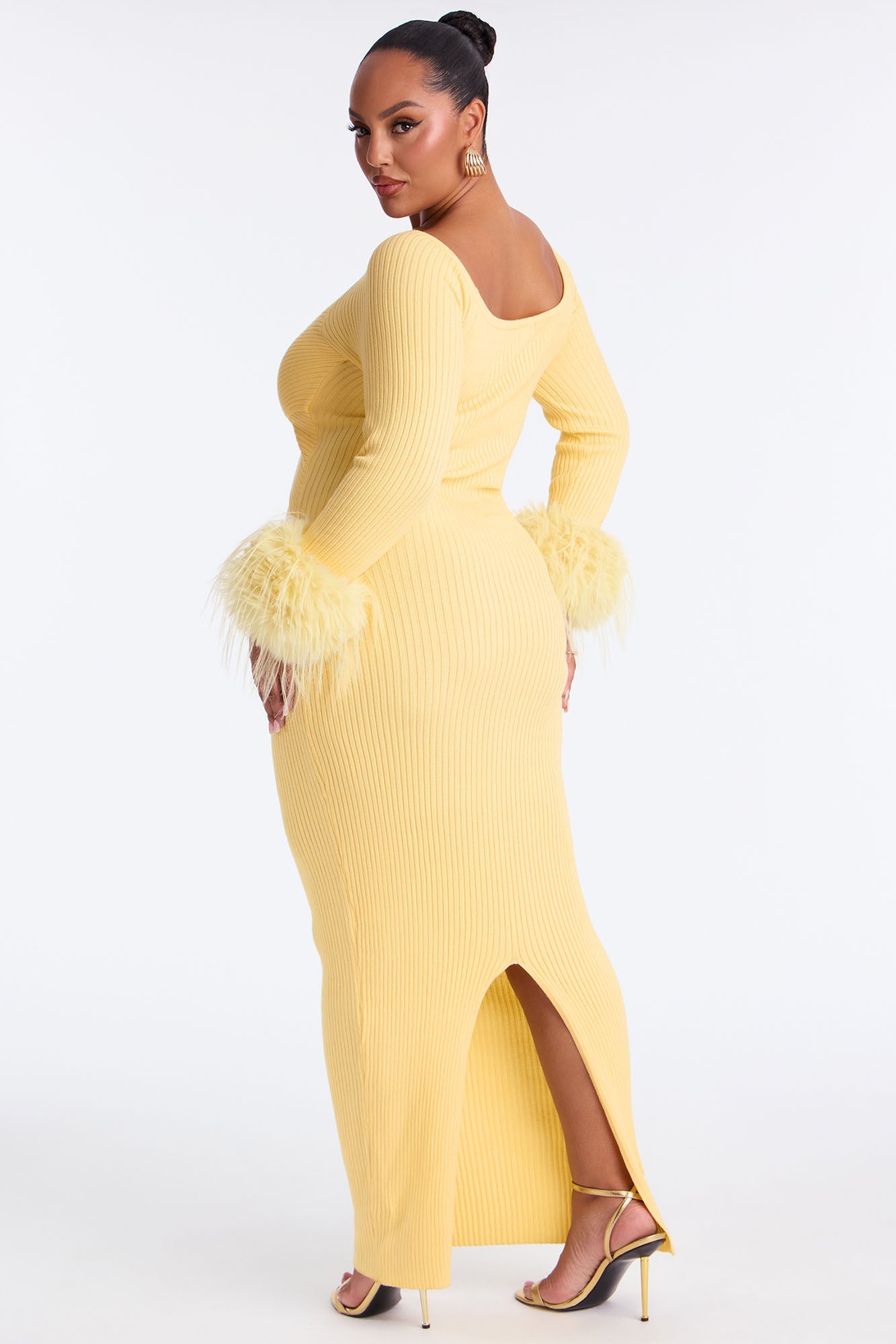 Cozy Plots Off Shoulder Maxi Dress - Butter Yellow