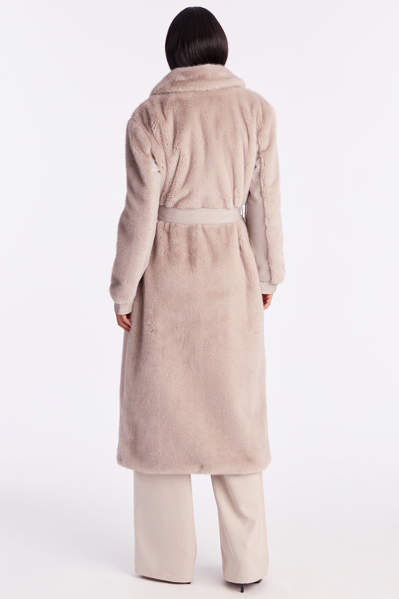 Jesse Faux Fur Trench Coat - Grey