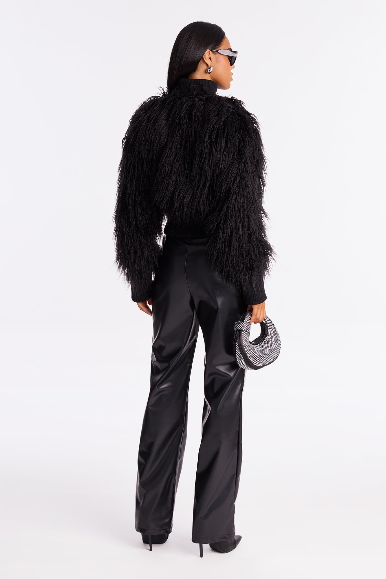 Sienna Shaggy Faux Fur Jacket - Black