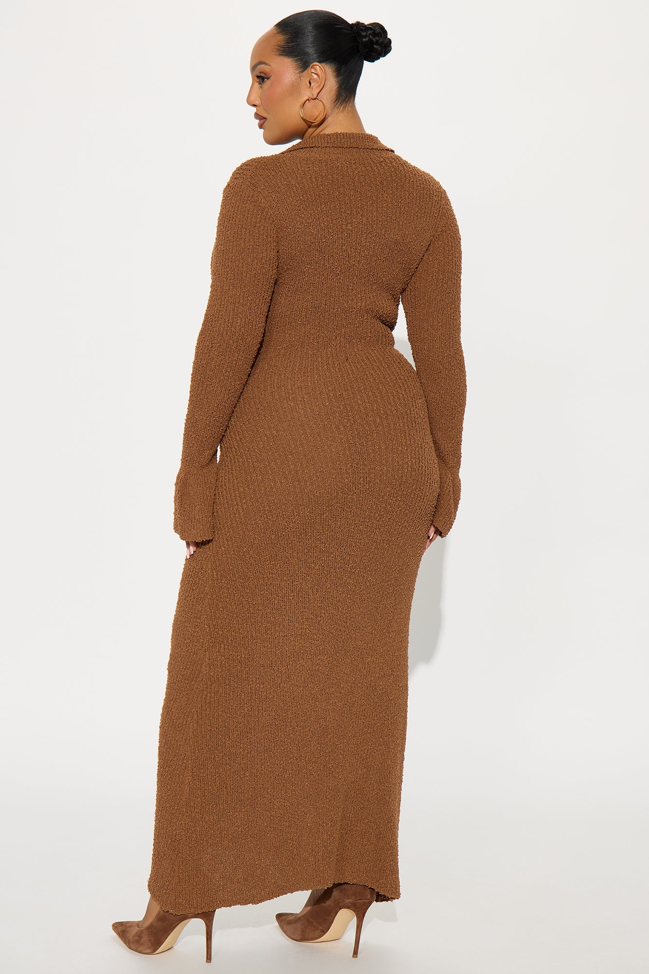 Flowing By Sweater Maxi Dress - Brown