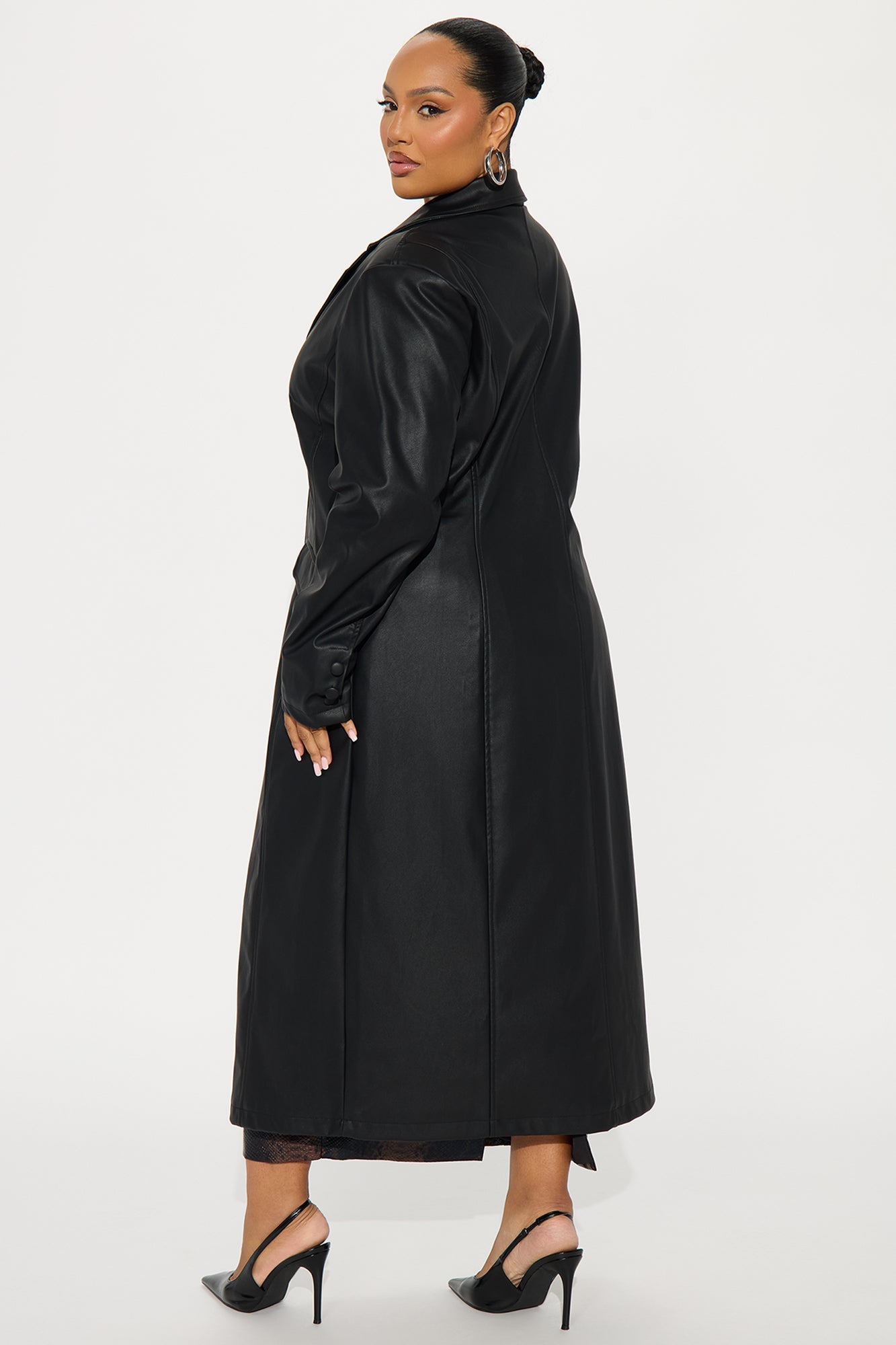 Taking Up Space Faux Leather Coat - Black