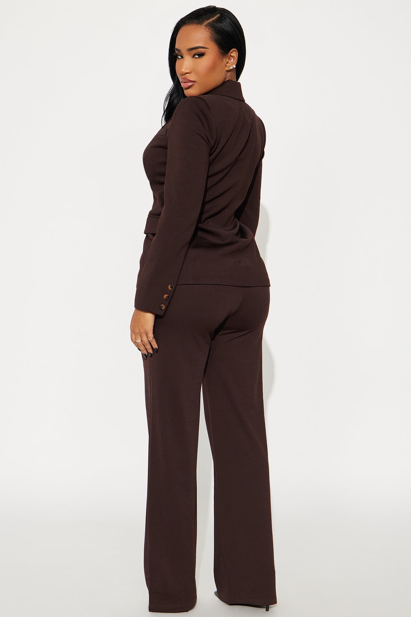 Gabby Ponte Blazer Pant Set - Chocolate