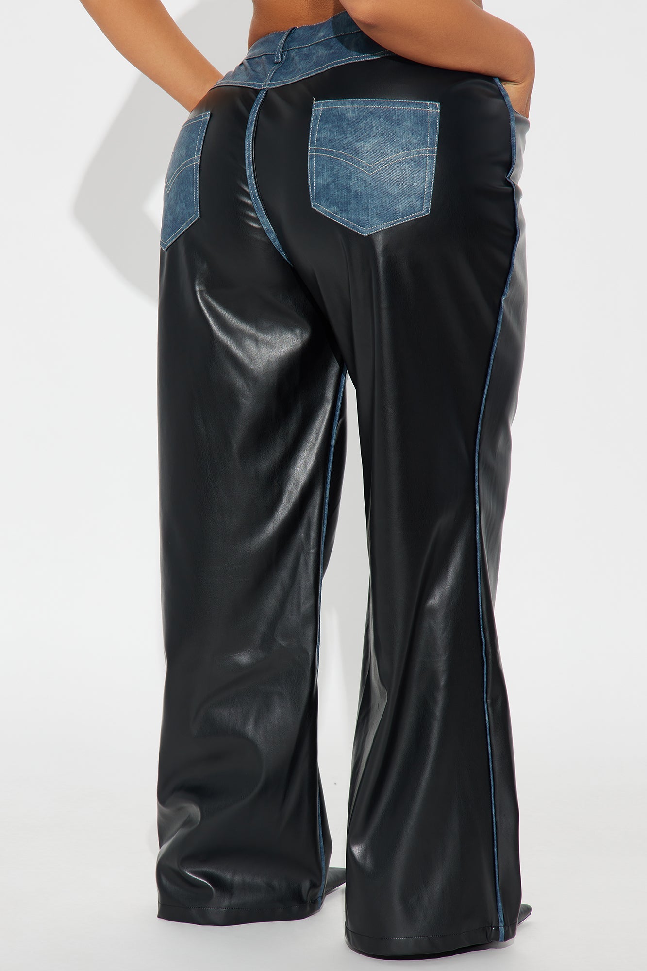 Caught In The Moment Faux Leather Trim Pant 32 - Black/combo