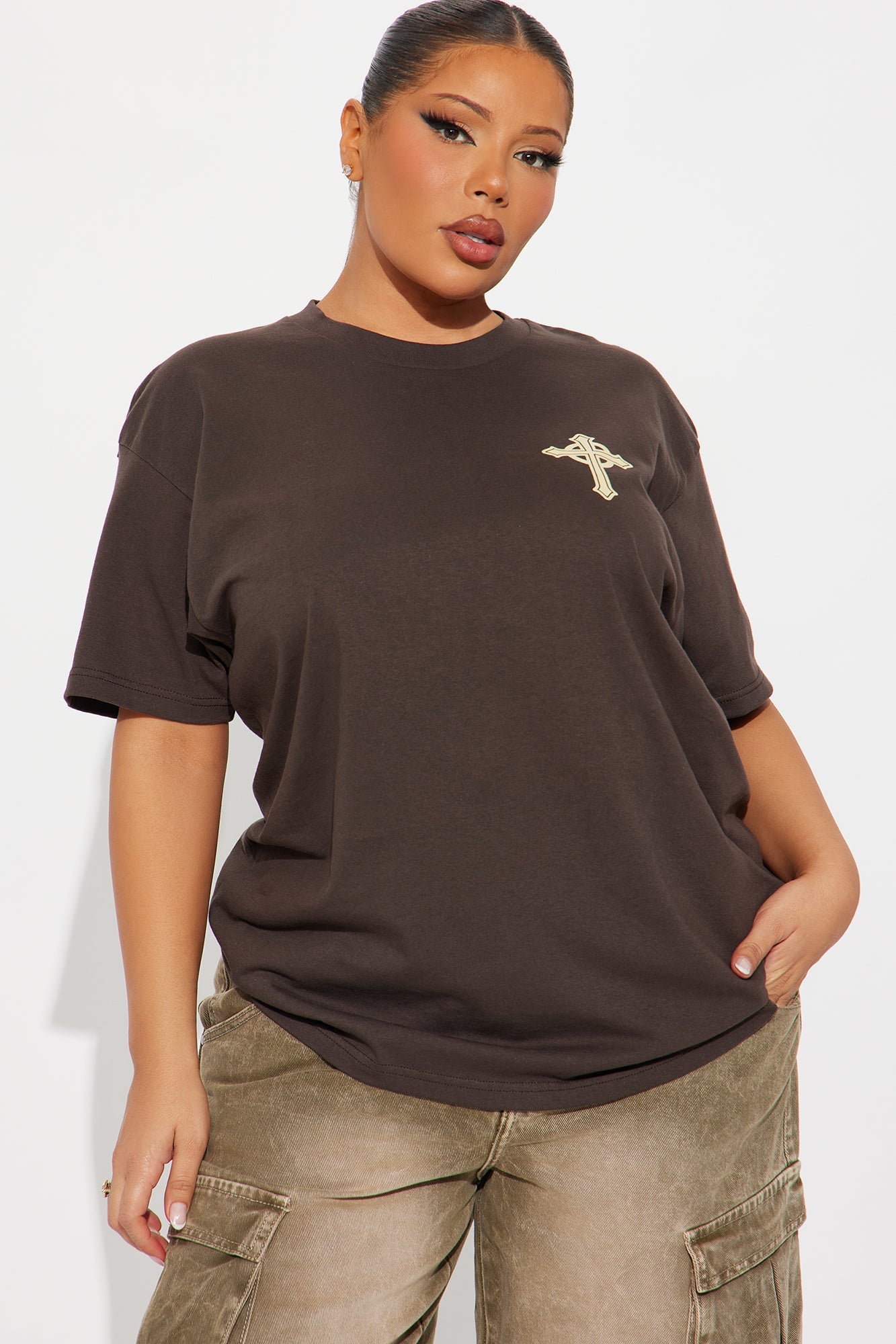 Our Father Cross Vintage Wash Tee - Brown