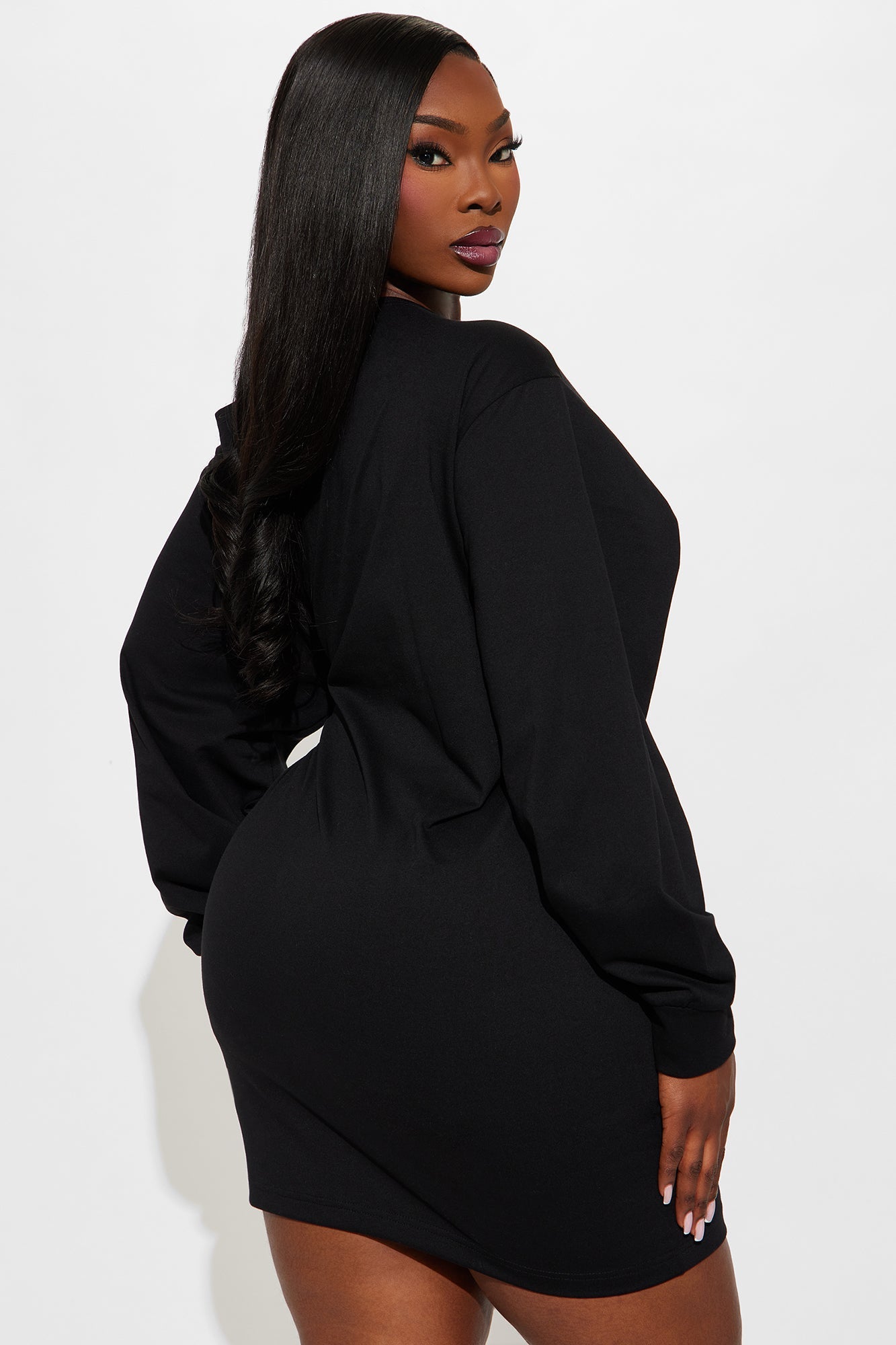 Von Dutch Classic Off Shoulder Sweatshirt Mini Dress - Black