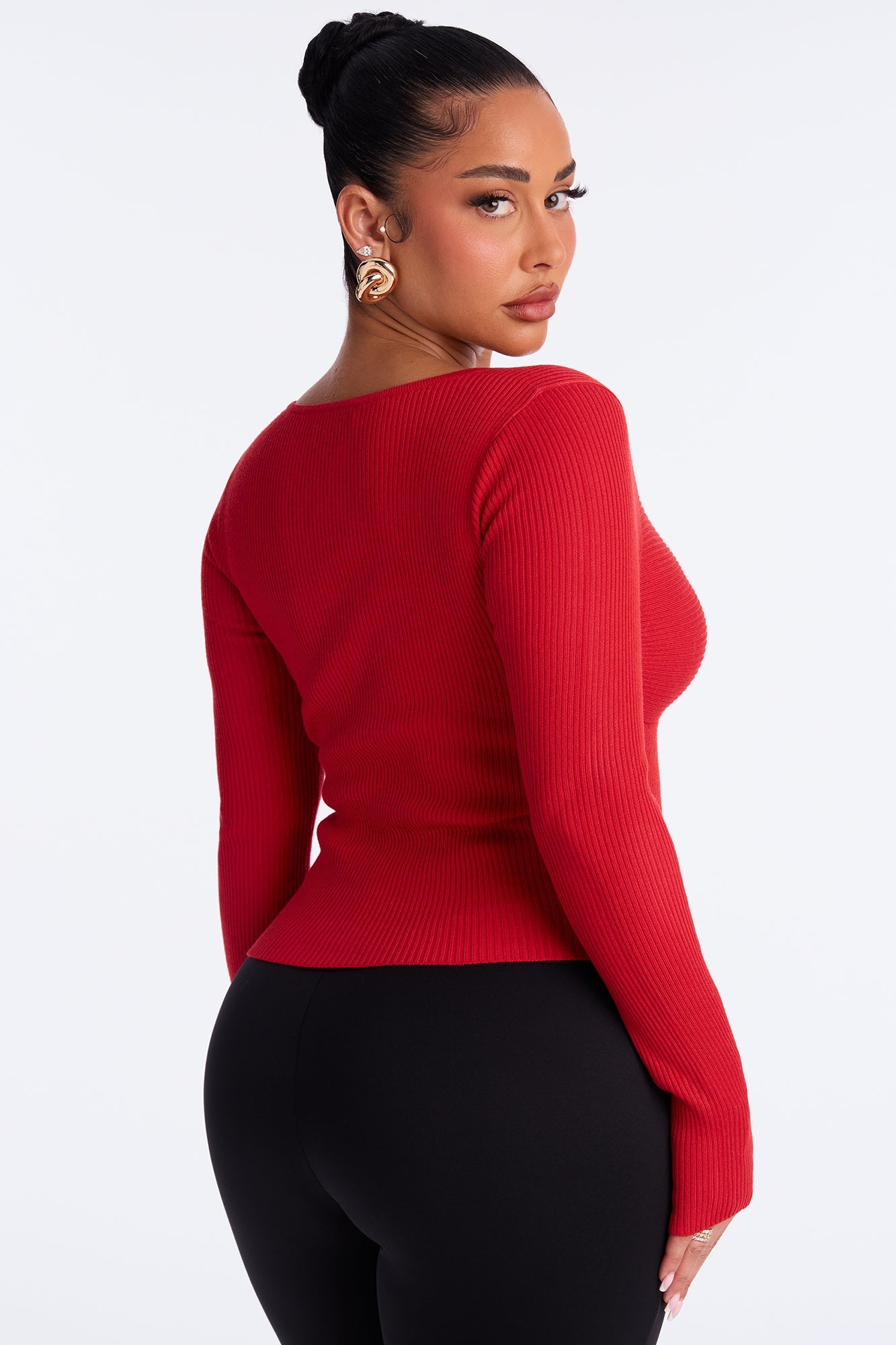 Just My Nature Twisted Sweater Top - Red