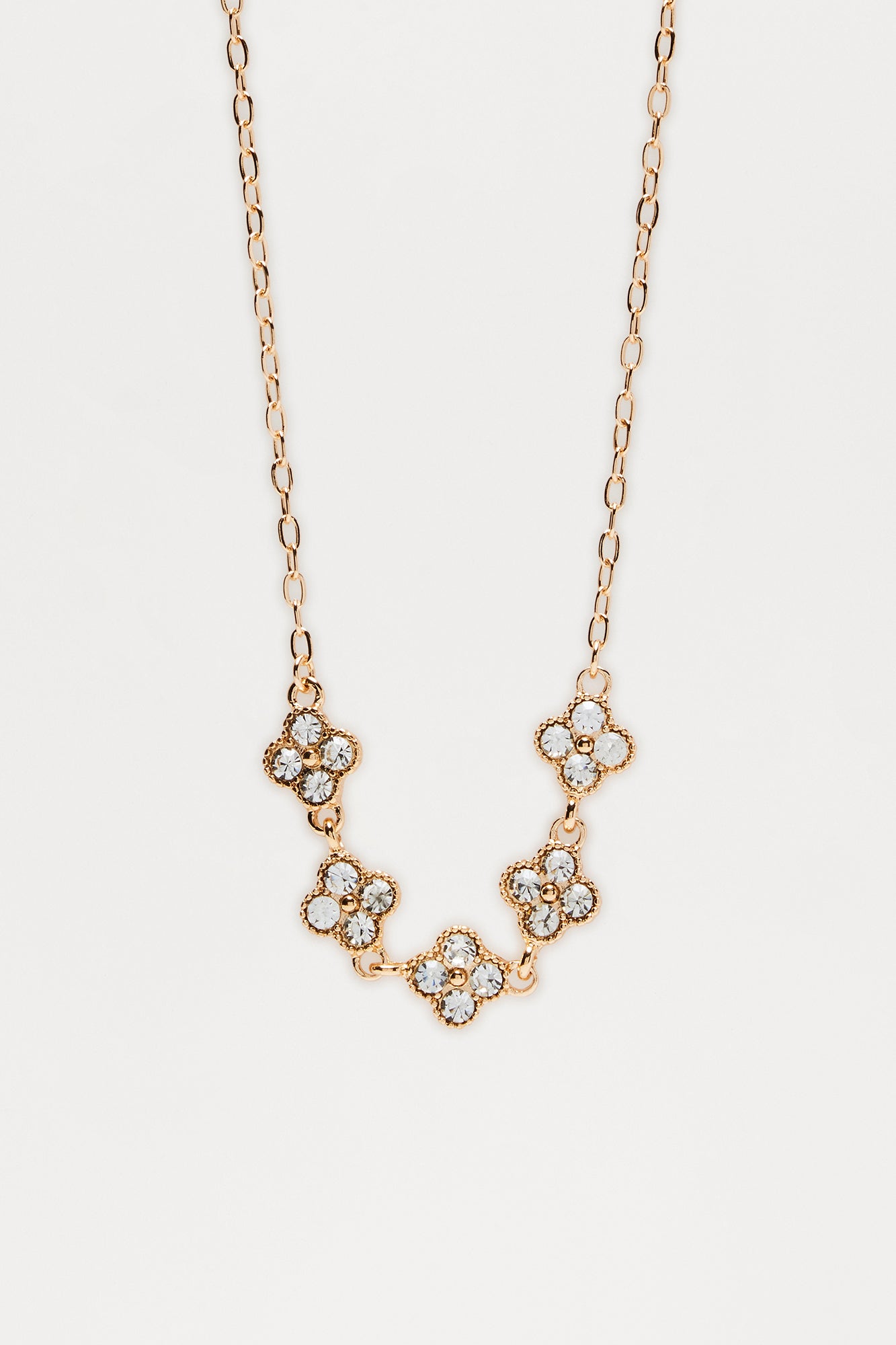 Shimmering Clover Single Chain Necklace - Gold