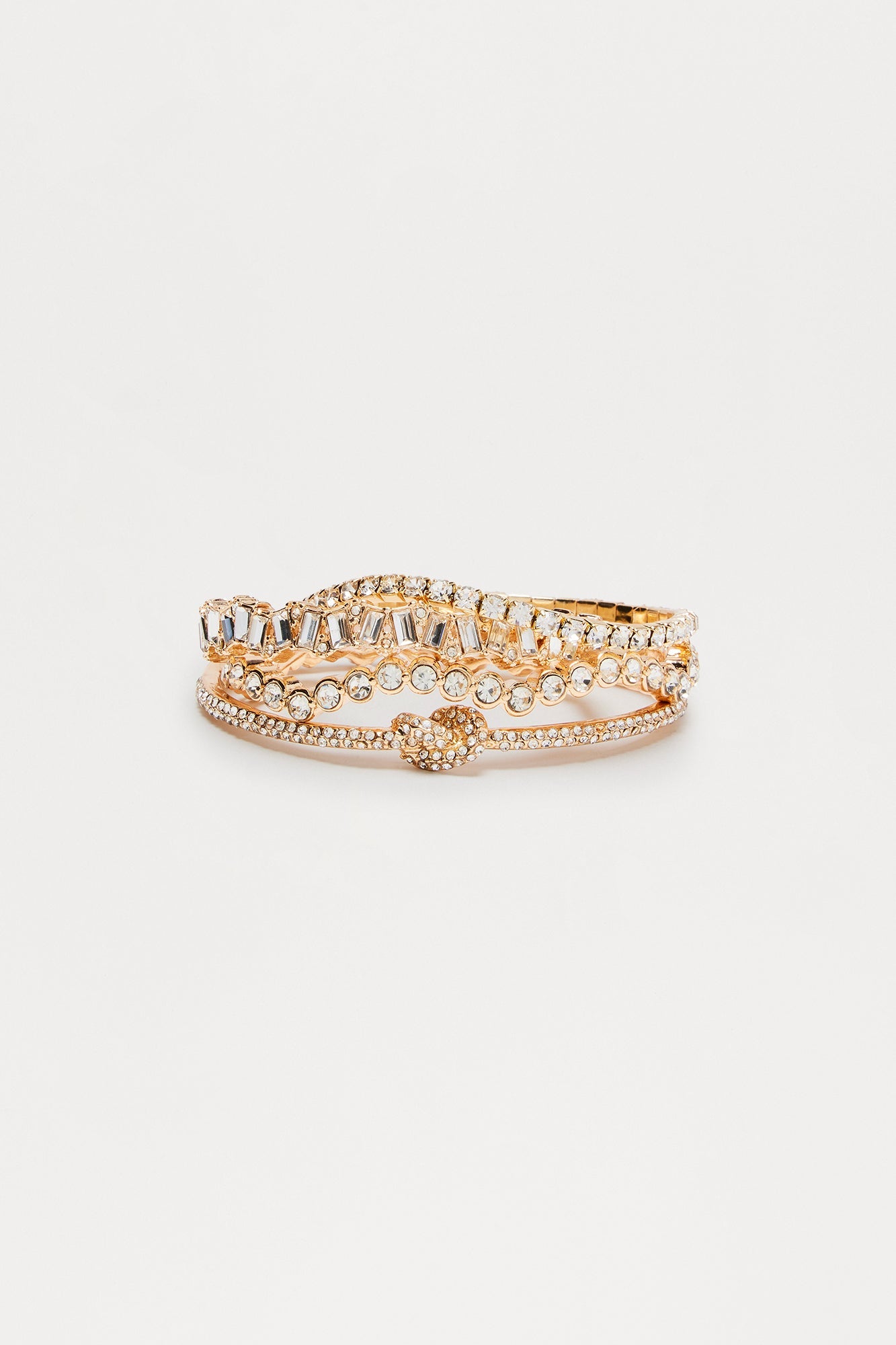 Whimsical Wonders Rhinestone 4 Piece Bracelet Set - Gold