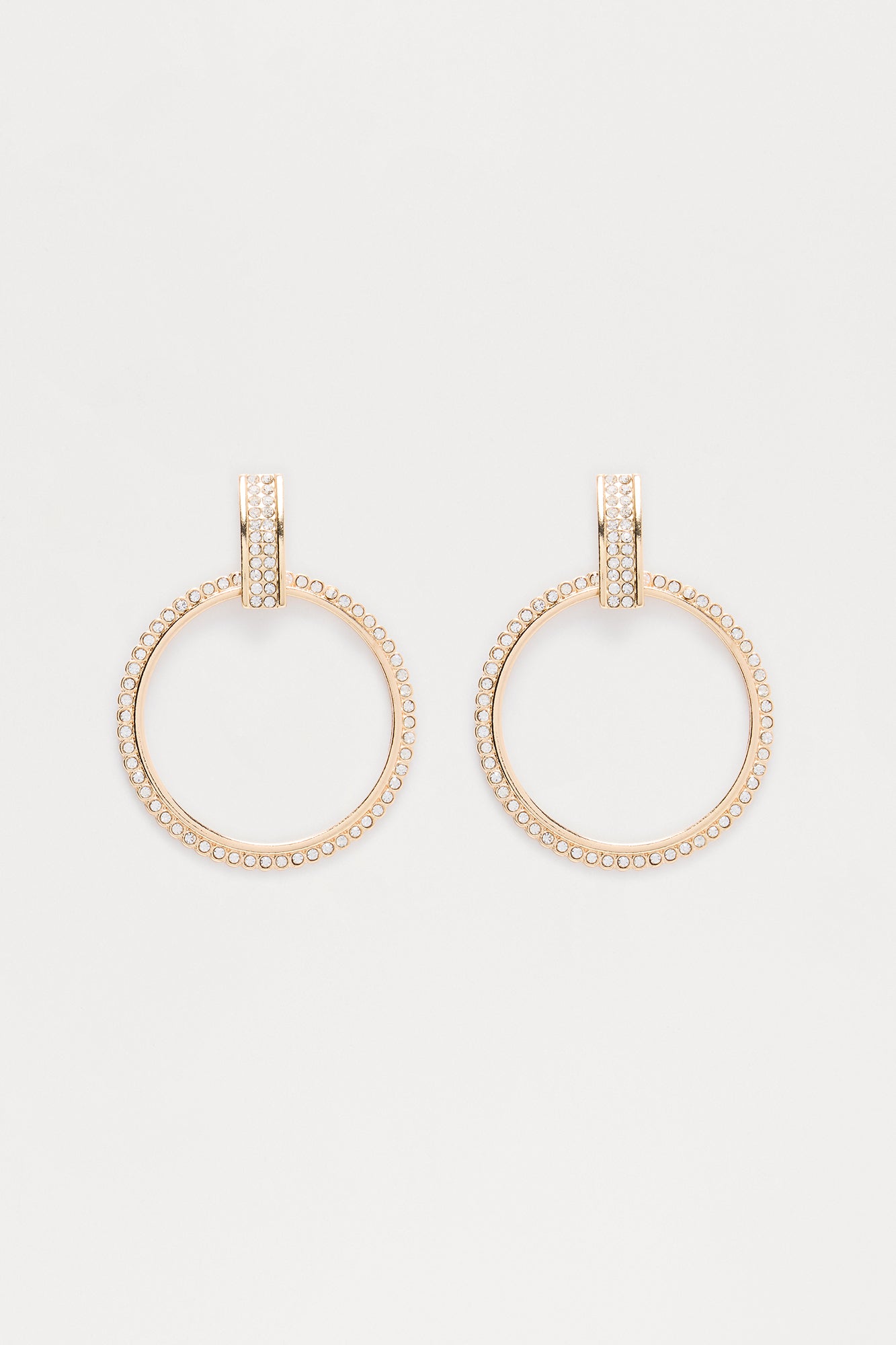 Natalie Rhinestone Drop Earrings - Gold