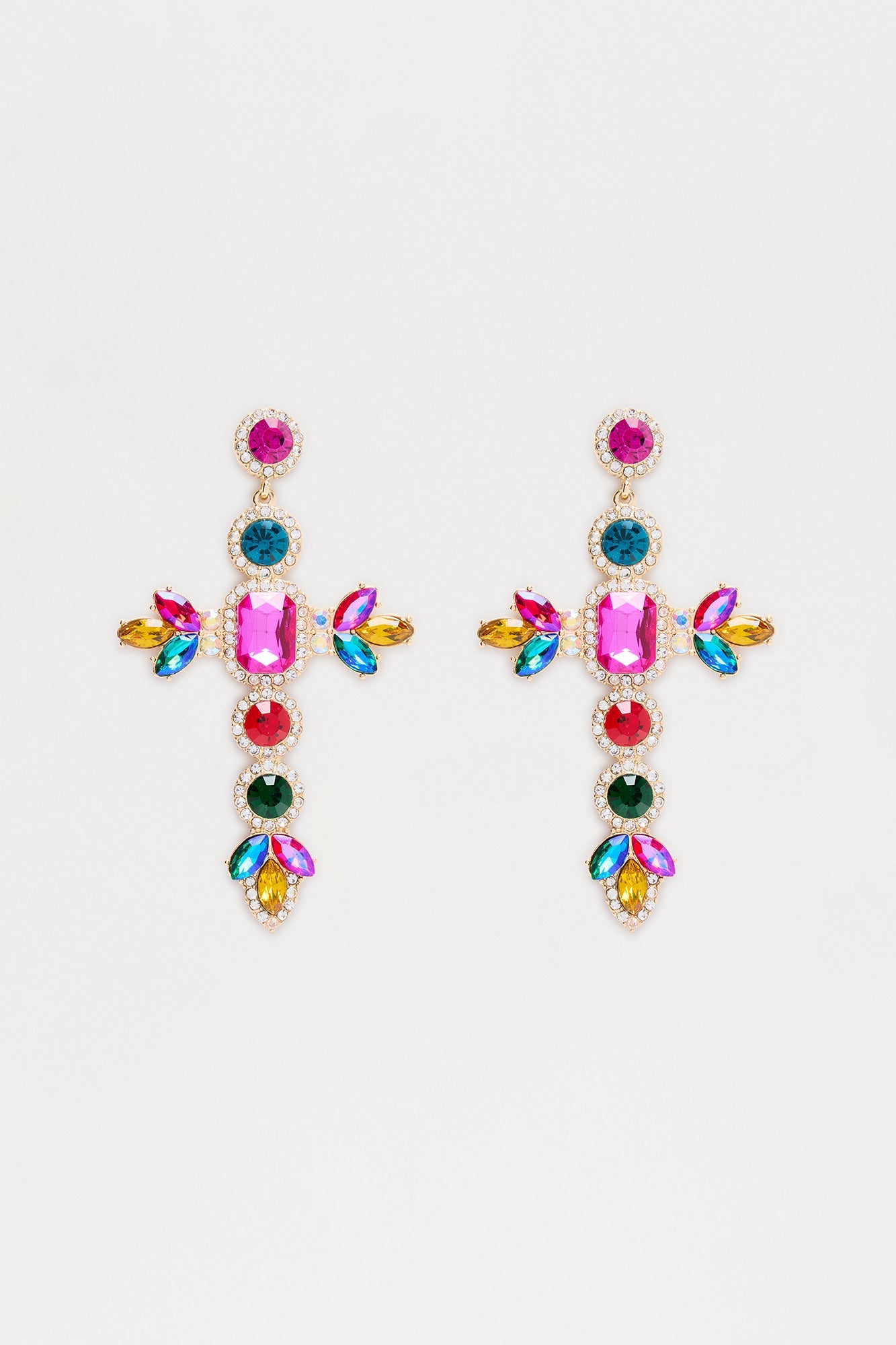 Religious Gem Drop Earrings - Multi Color