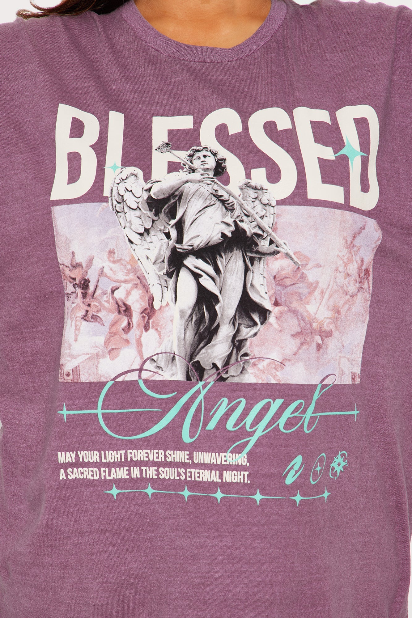 Blessed Angels Oversize Washed TShirt - Purple