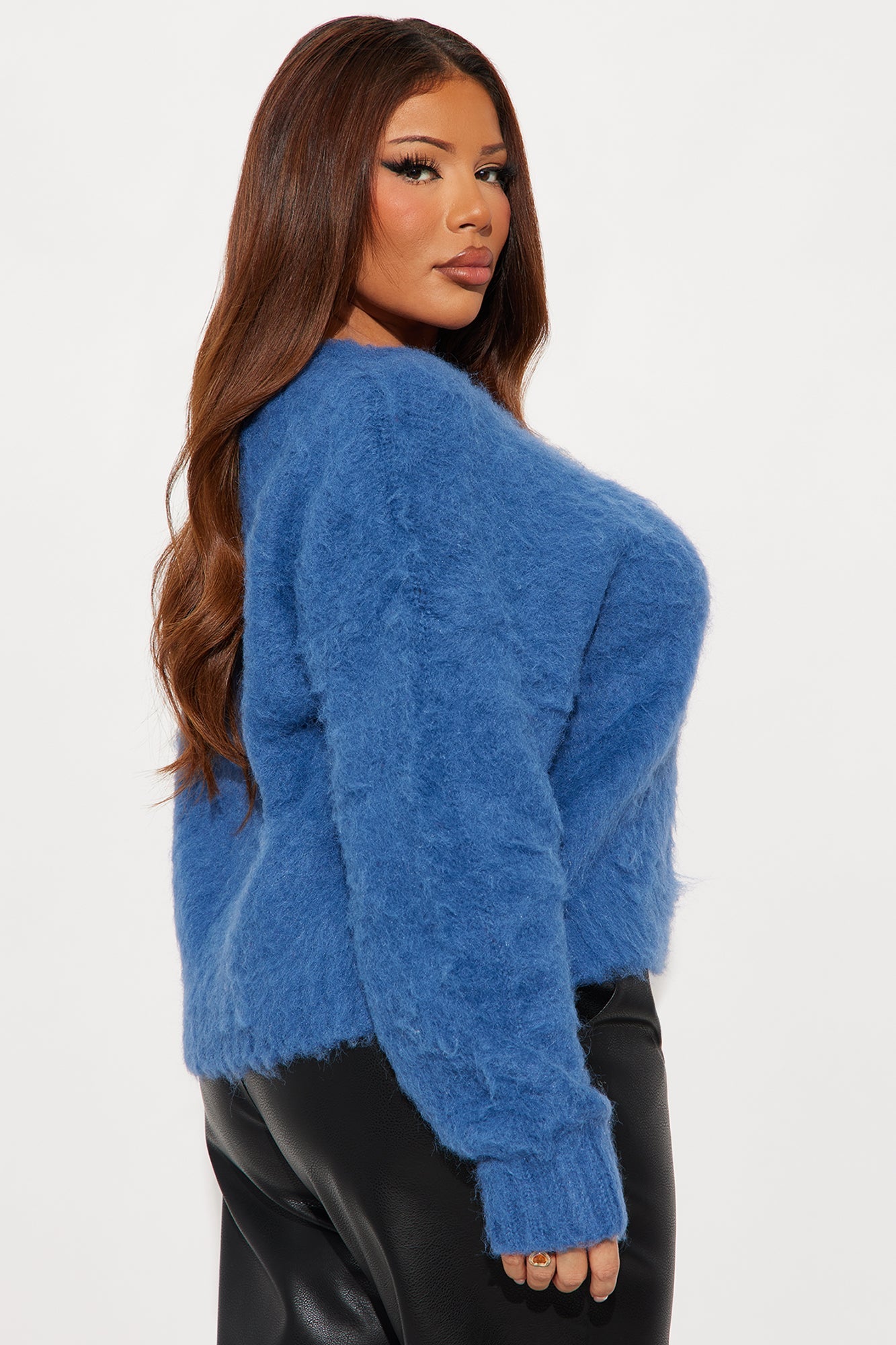 Stepping Out Fuzzy Sweater - Navy