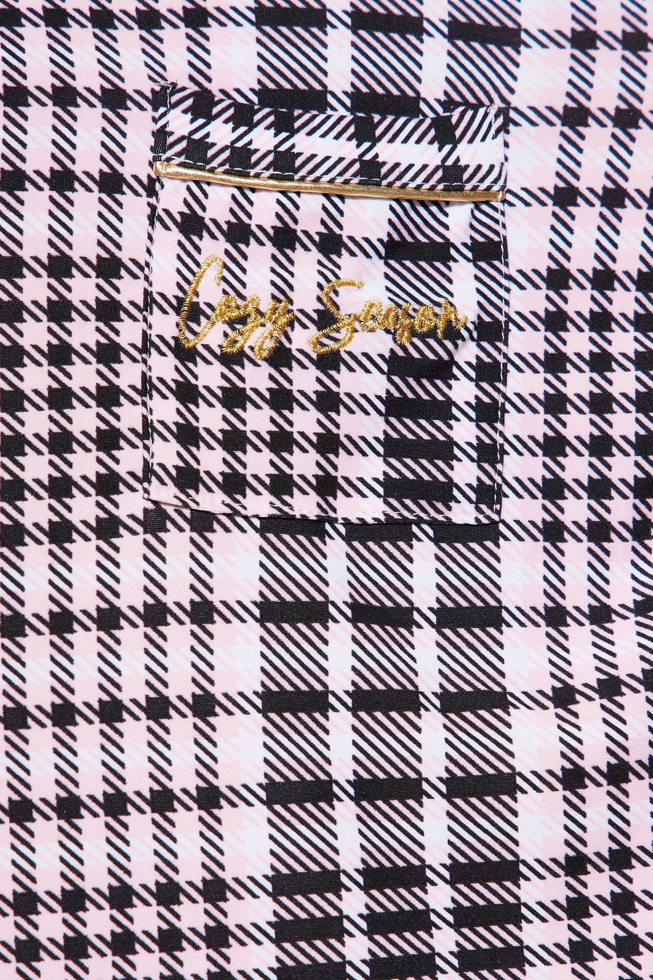 Cozy Season Embroidered Glitter Long Sleeve PJ Sleep Shirt - Pink/combo