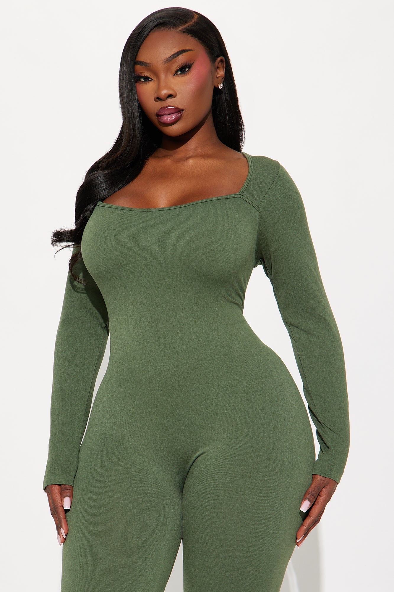 Come With Me Seamless Flare Jumpsuit - Olive