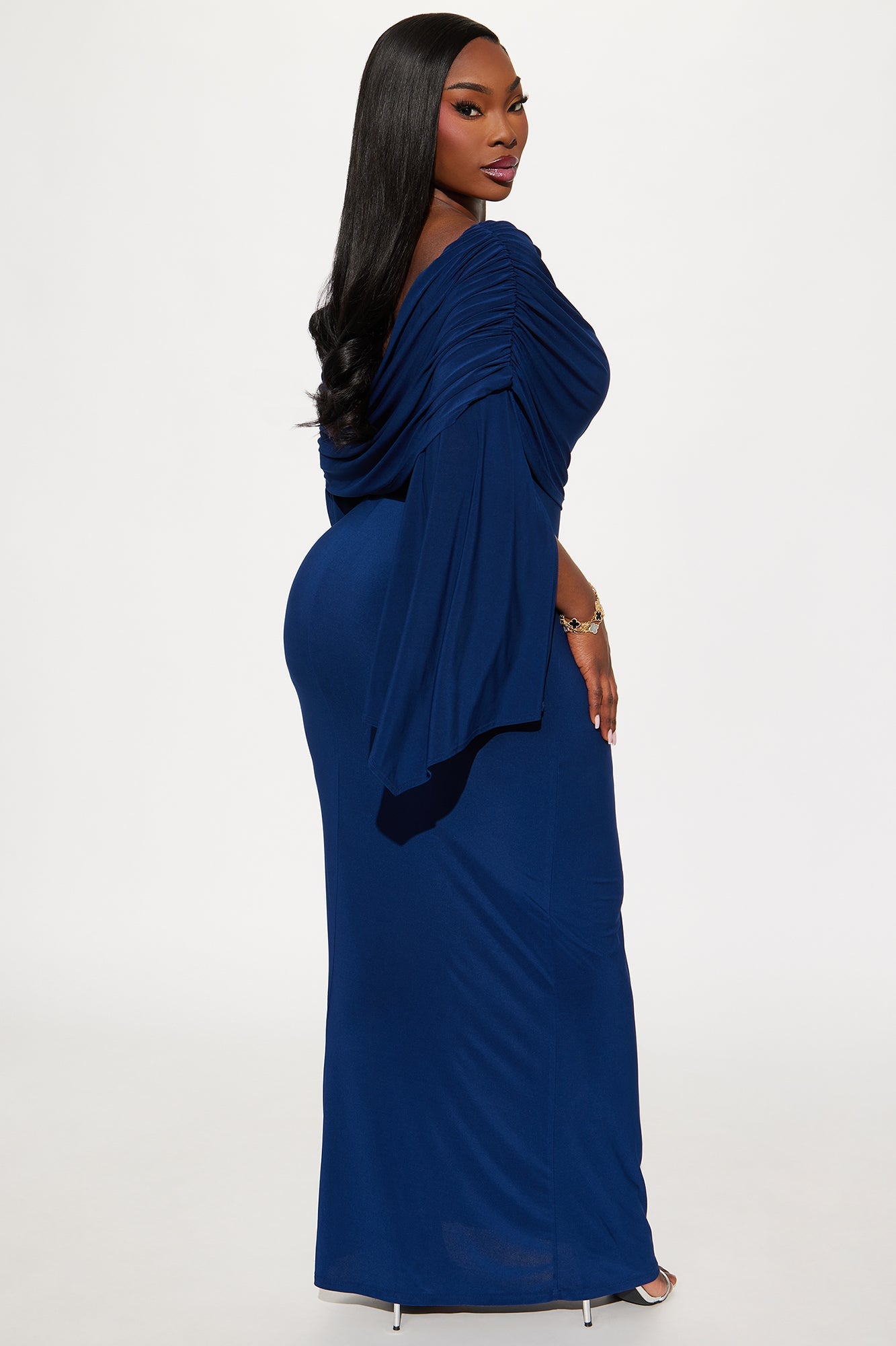 Krystal Off Shoulder Maxi Dress - Navy