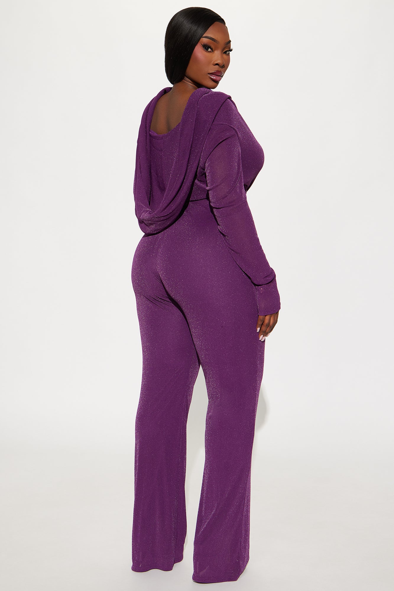 Bold Moves Hooded Slinky Jumpsuit - Purple