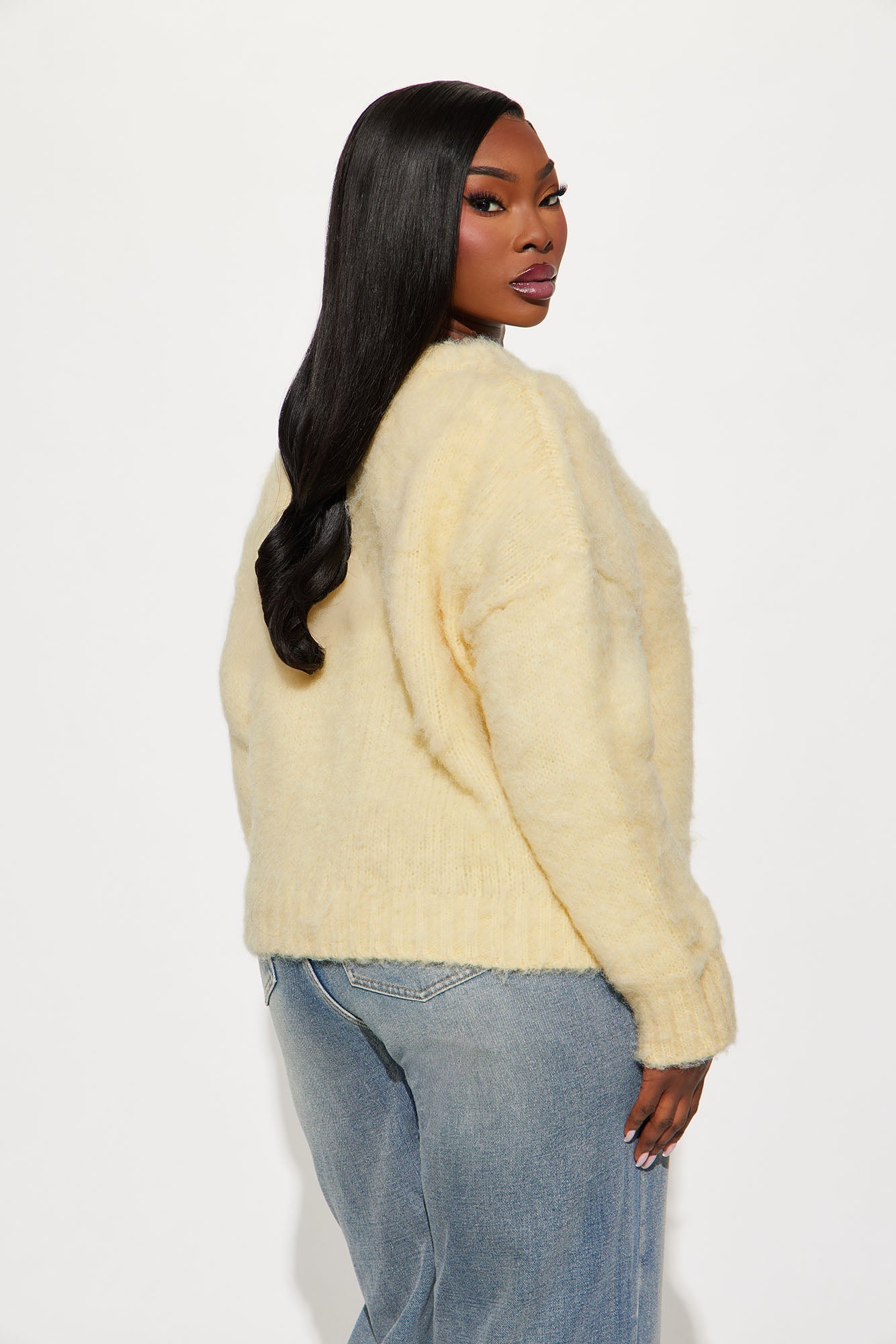 Stepping Out Fuzzy Sweater - Butter Yellow