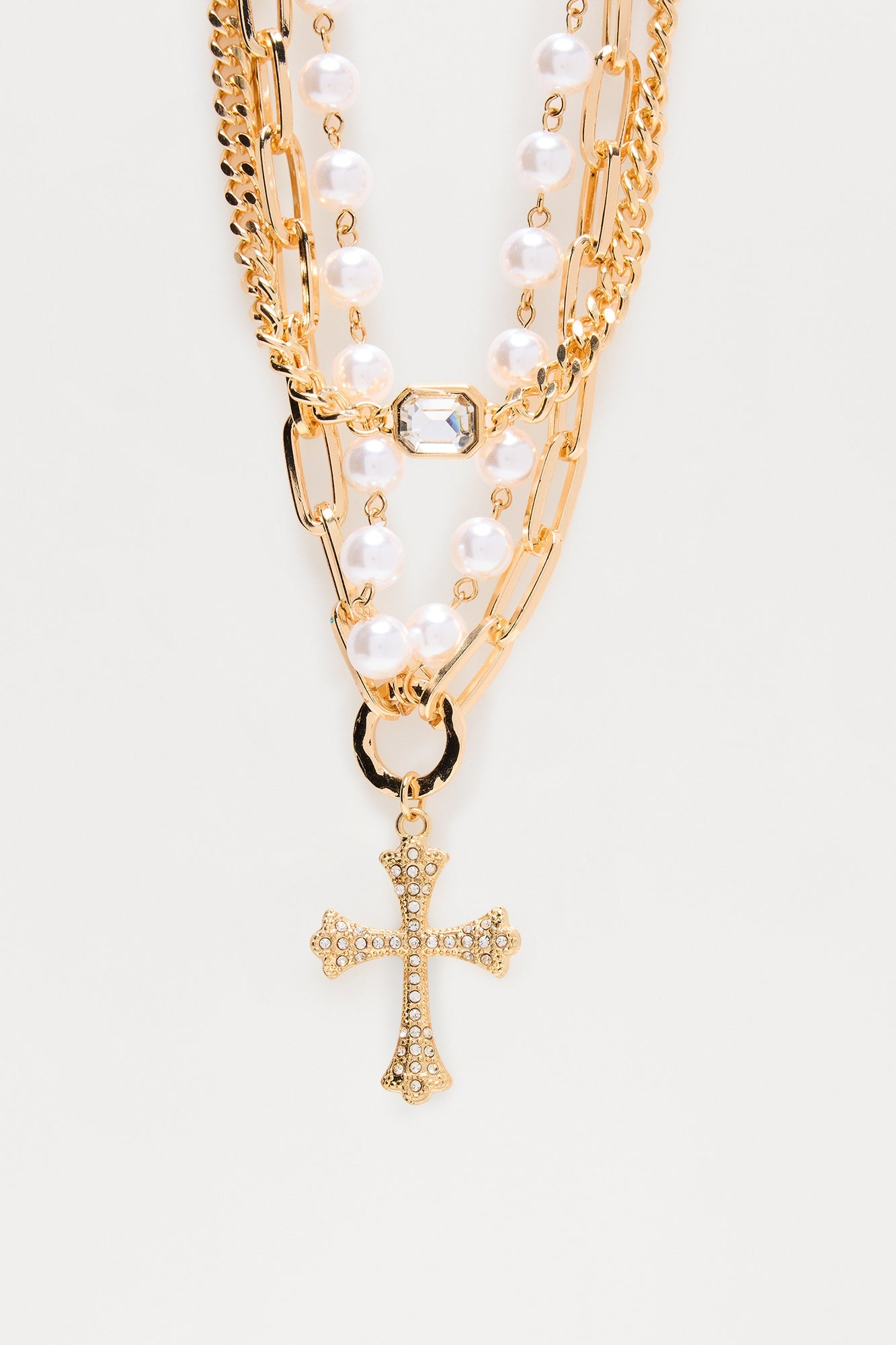 Heavenly Chic Layered Necklace - Gold/Clear