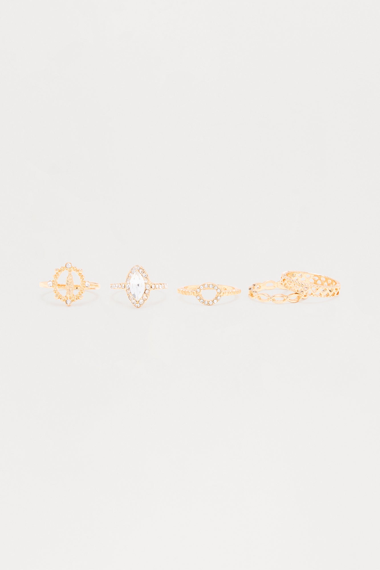 Princess Stack 5 Piece Ring Set - Gold